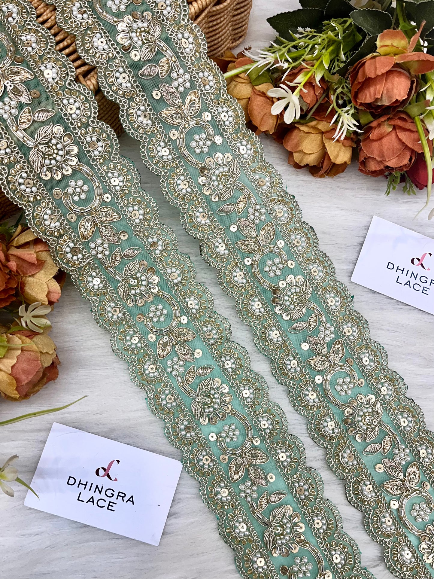 Beautiful Net Based Handwork Border 250325