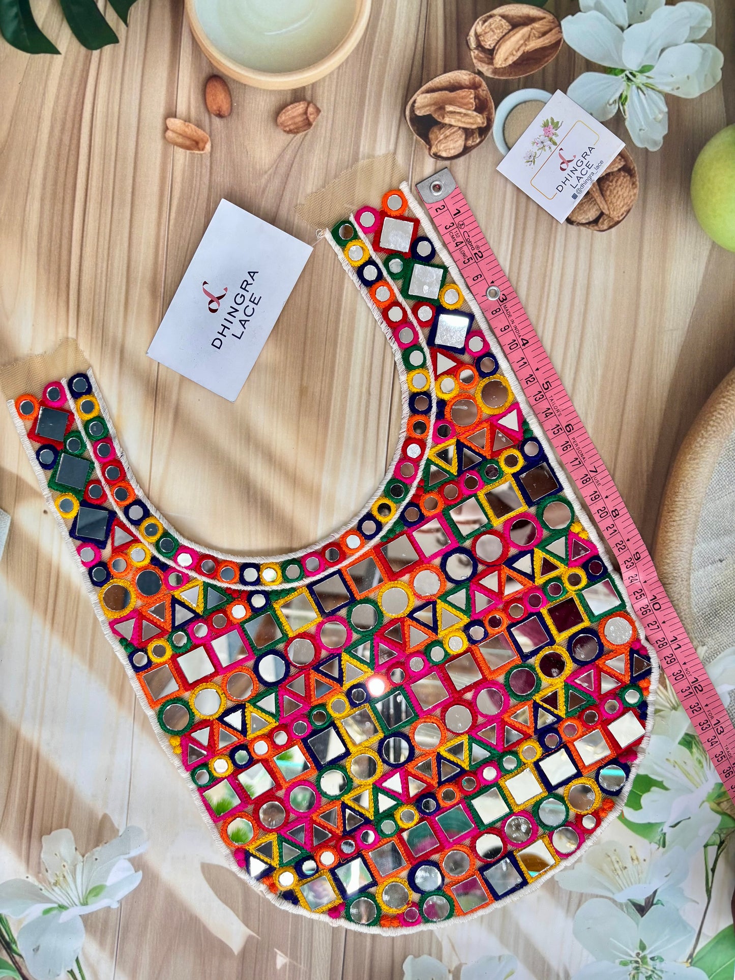 Beautiful Net Based Multicolour Mirror Work Neck 100725