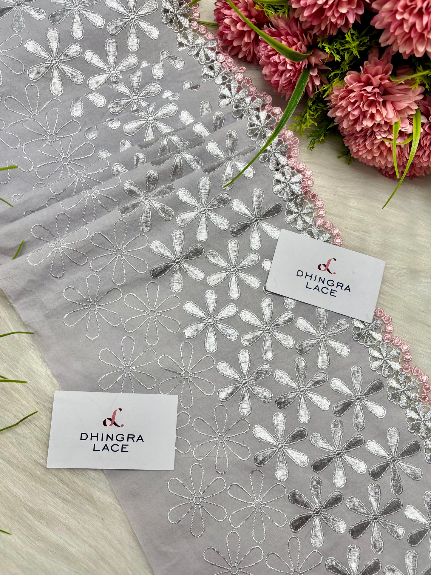 Beautiful 9.5 Inches Broad Cotton Lace Grey 010425
