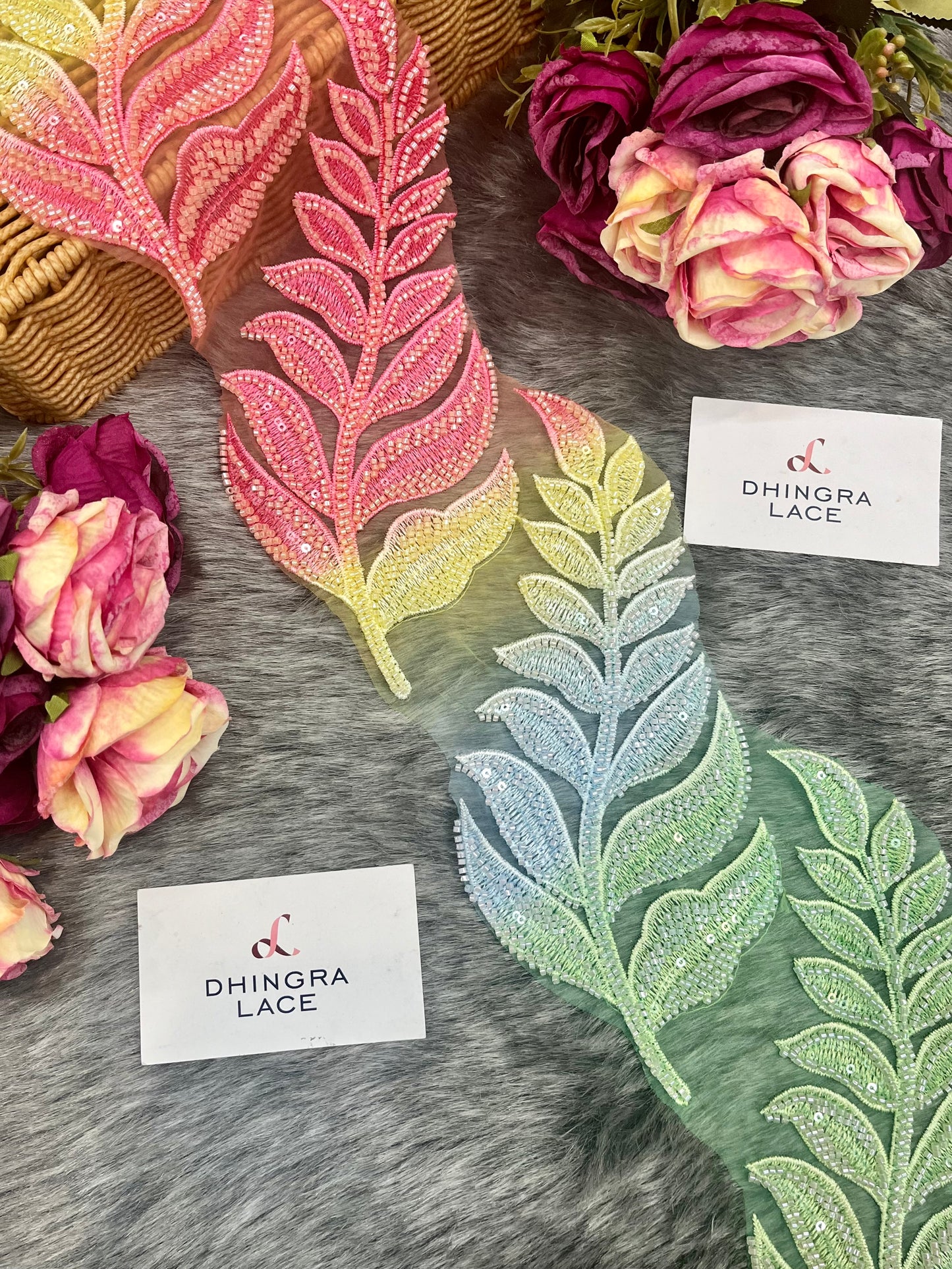 Beautiful Multicolour Handwork Lace 160125D 5 Patches in 1 Yard