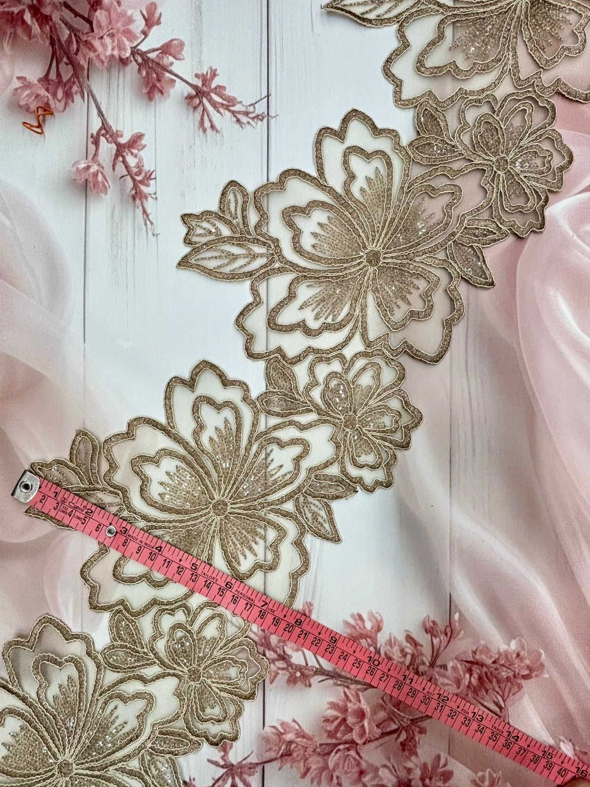 Beautiful Organza Based Zari Work Lace Antique Gold 260725/ 280725