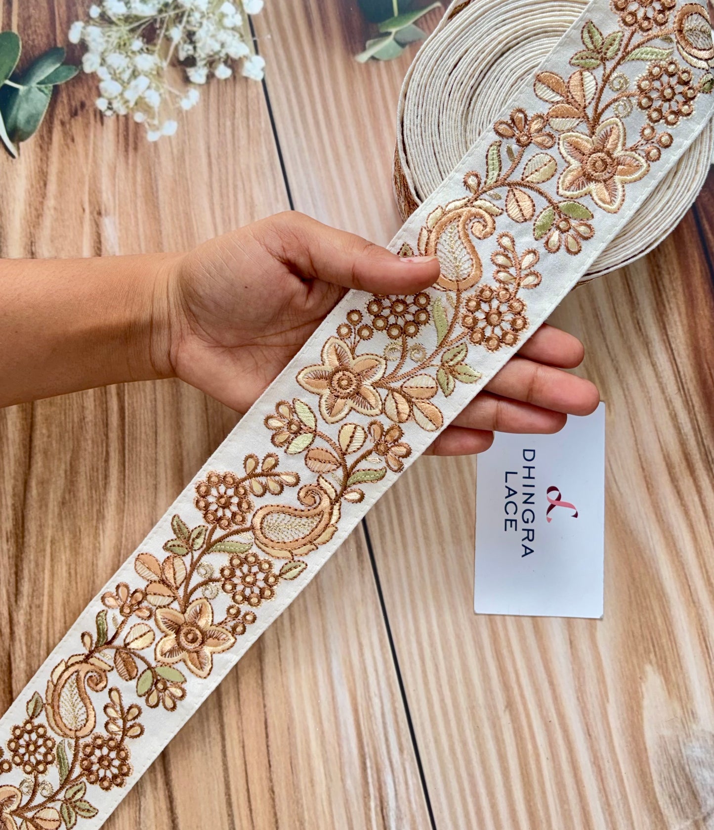 Beautiful Silk Based Thread Work Lace 040725
