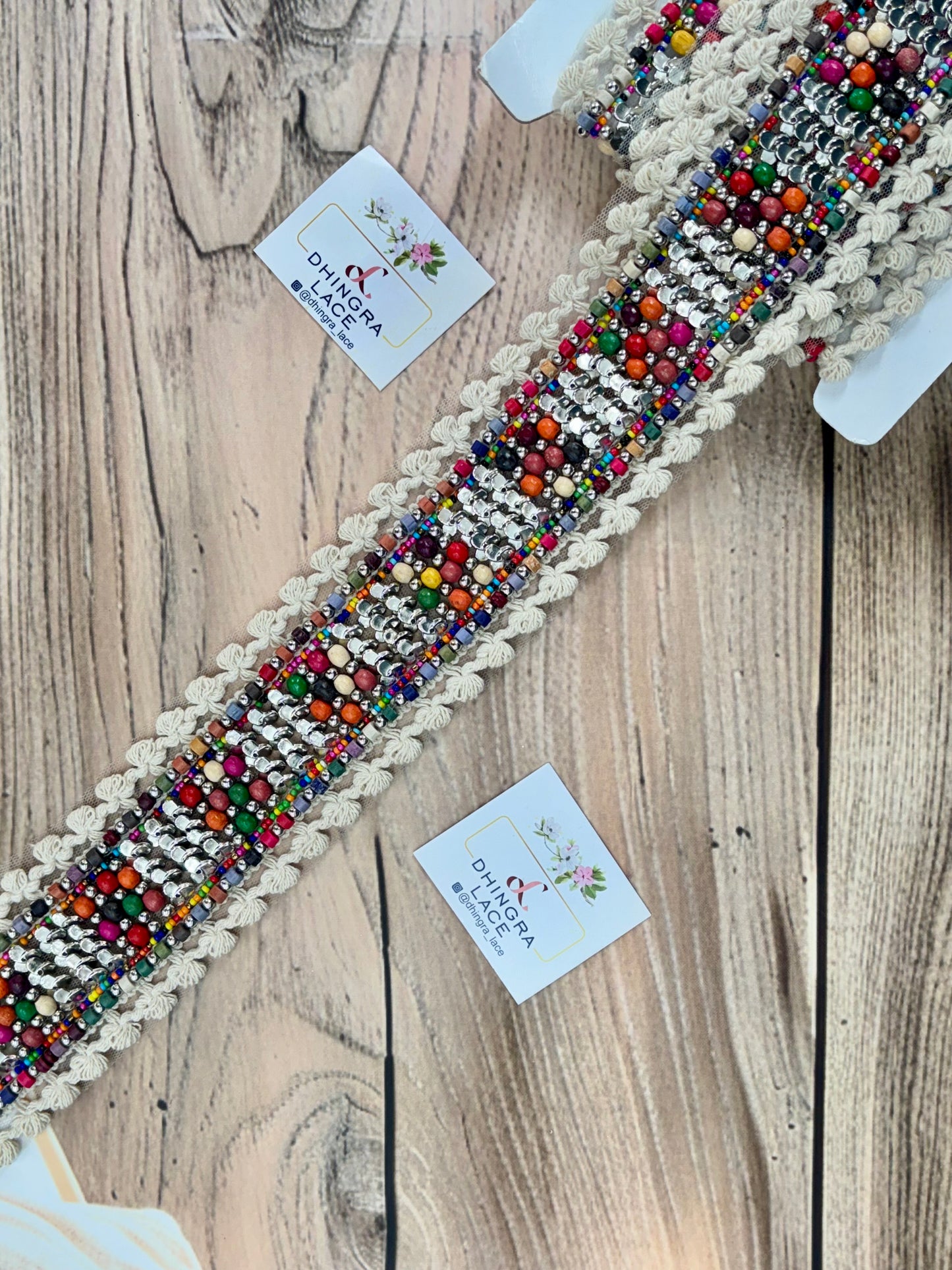 Beautiful Multicolour Beads Work Boho Lace Multicolour 021025