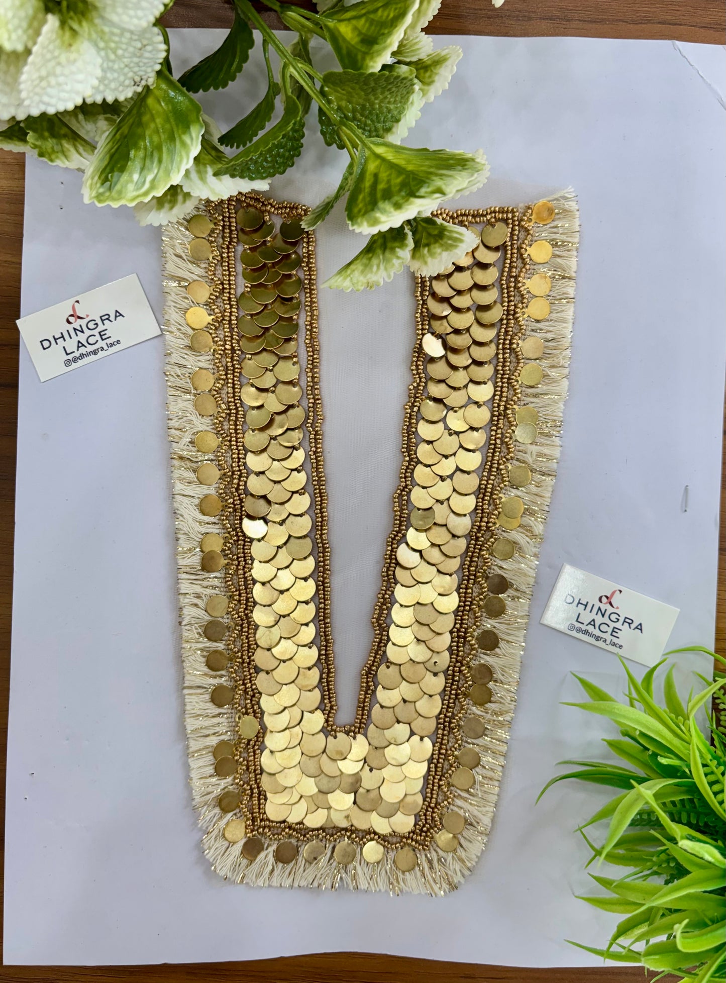 Beautiful Net Based Coins And Fringes Work Neck Patch 030926