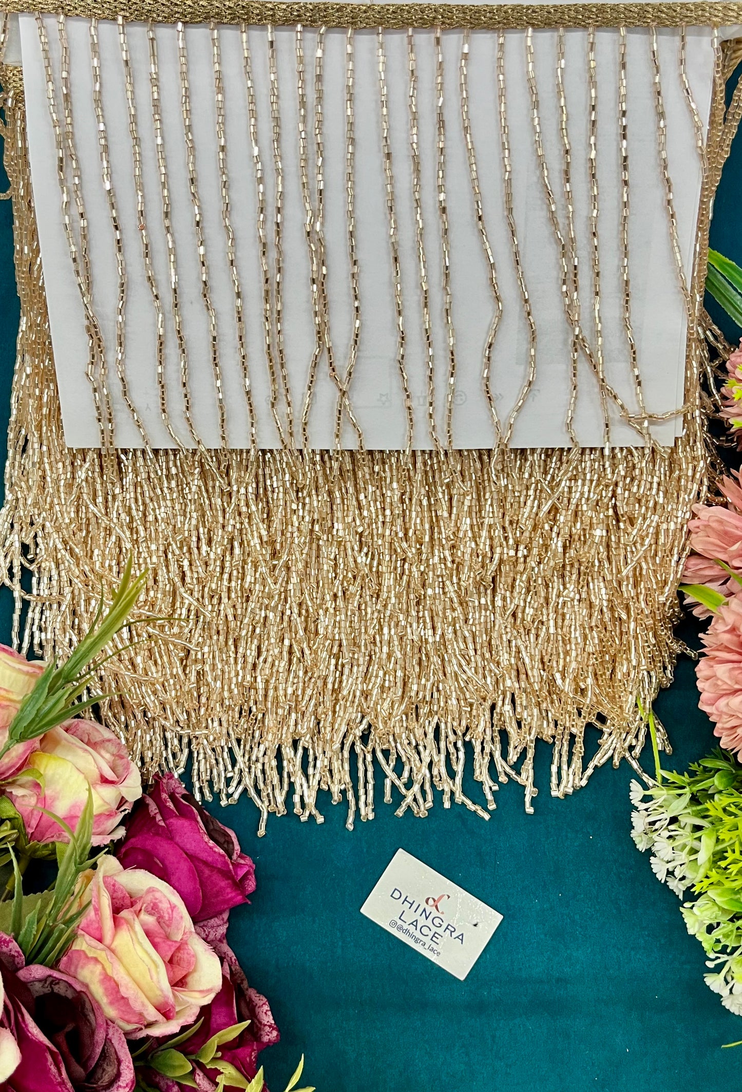 Beautiful 6 Inches Broad Cutpipe Work Fringes Lace (1 Meter) 040826
