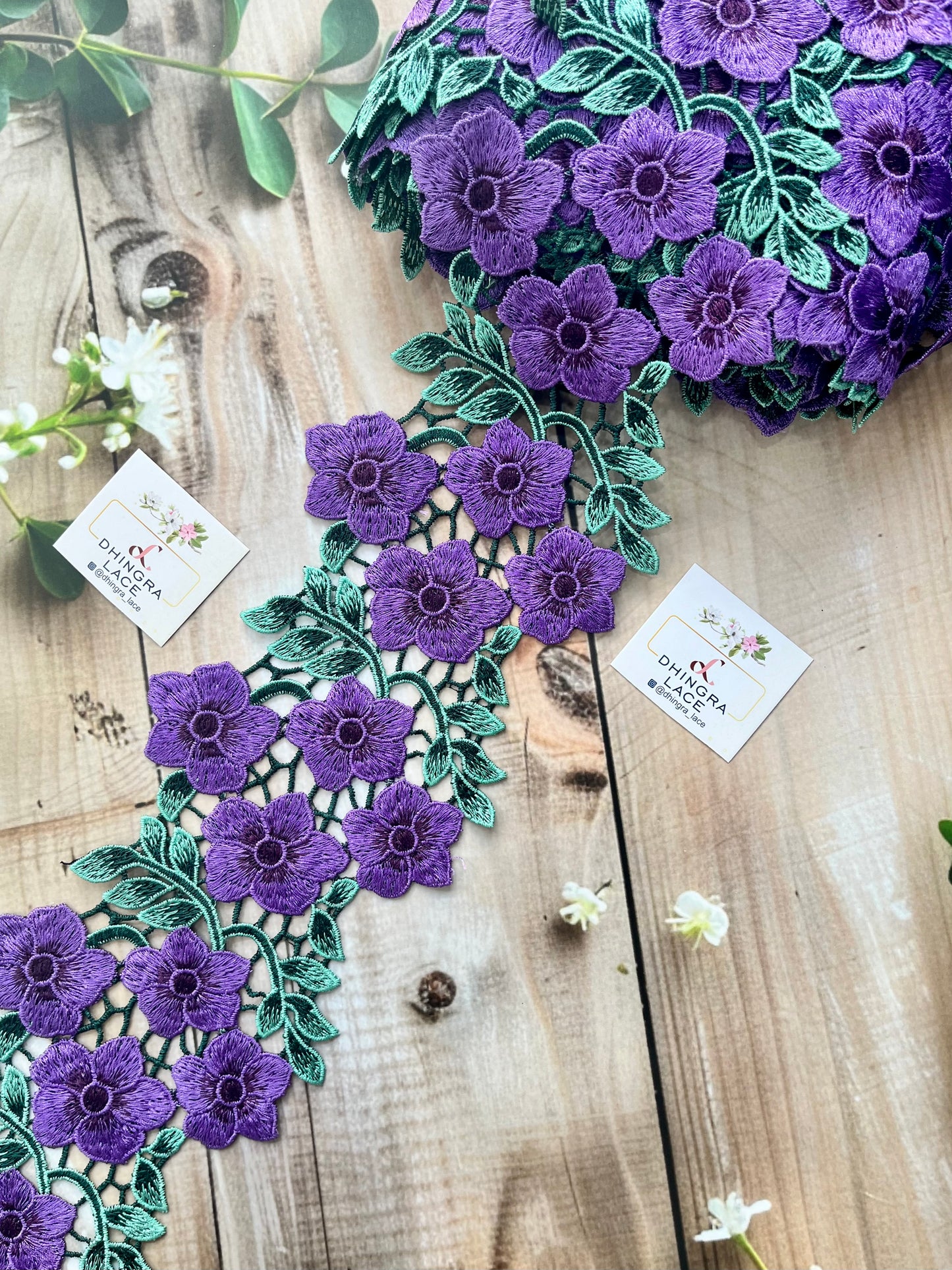 Beautiful Guipure Flower Lace Purple 050825