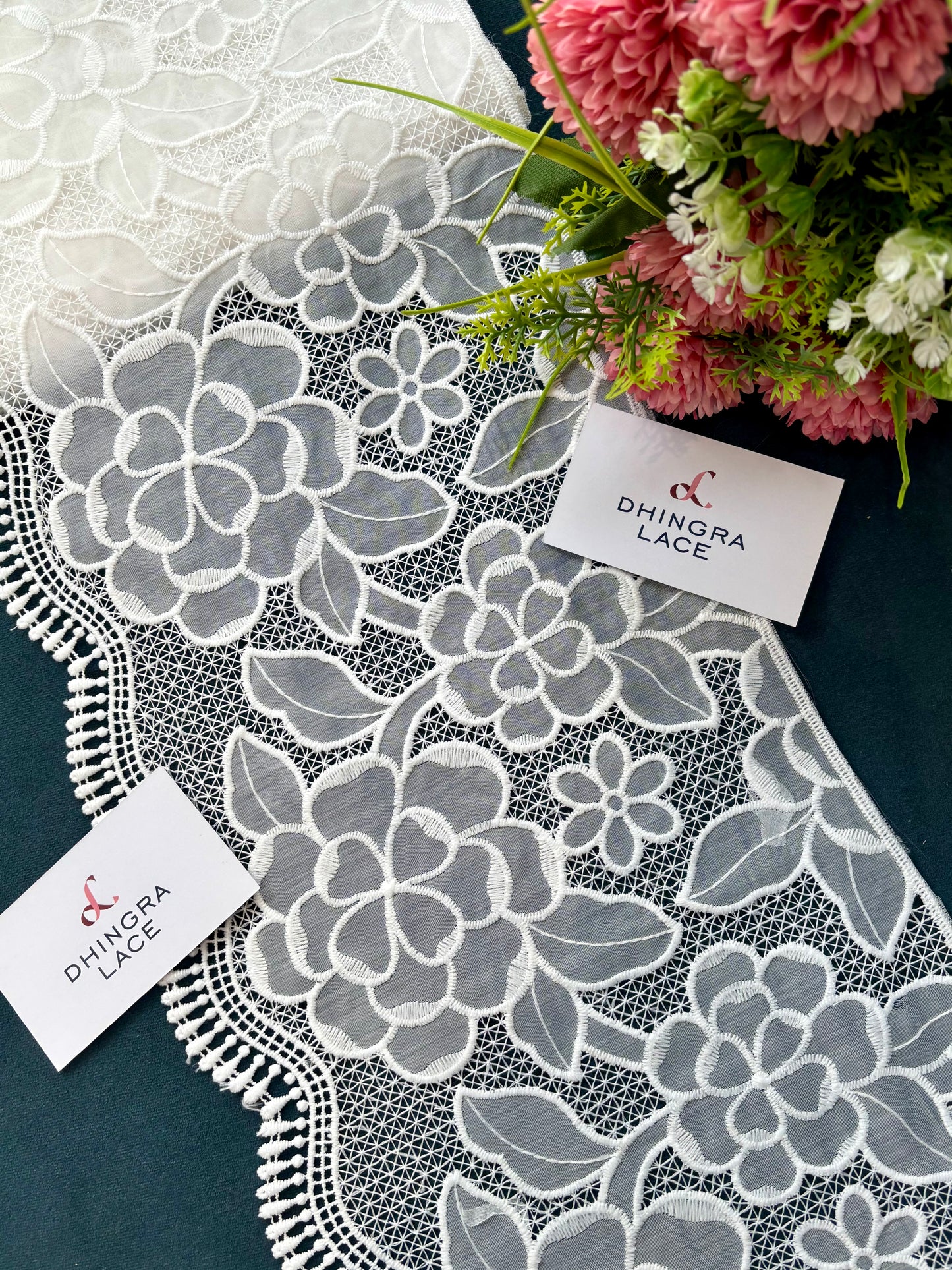 Beautiful Organza Based Hakoba Lace White 090425