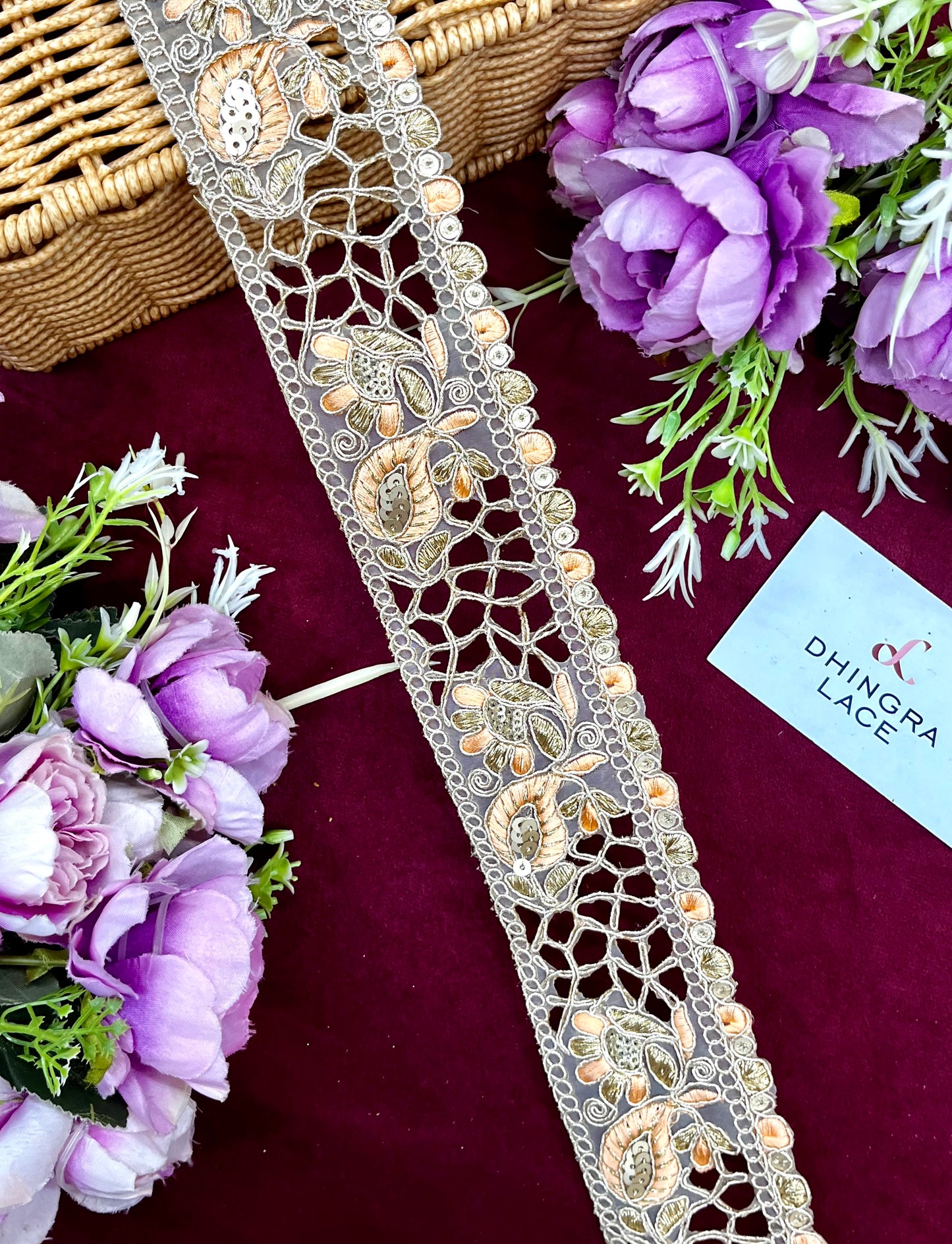 Beautiful Cutwork Zari And Threadwork Lace 151124