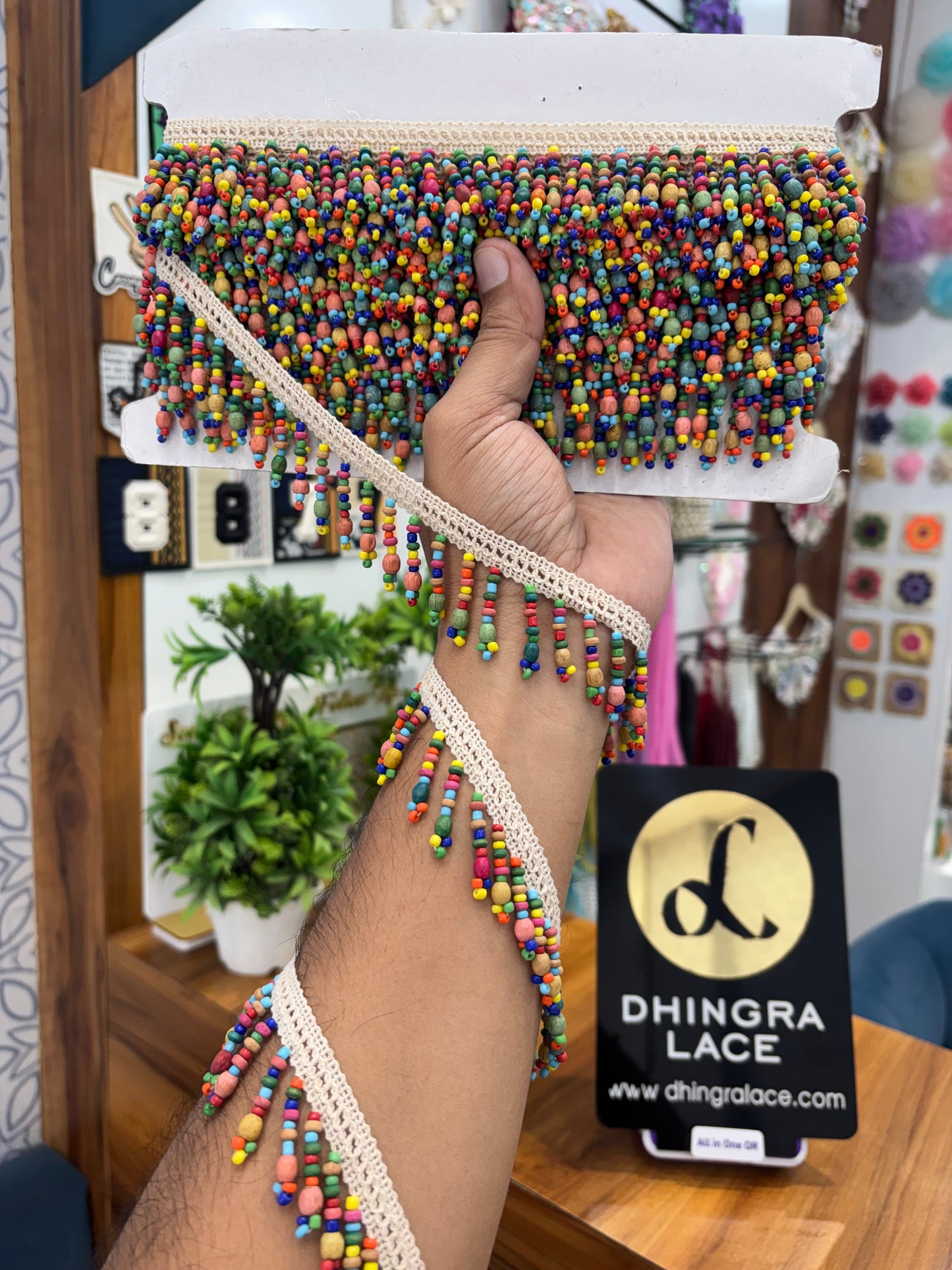 Beautiful Boho Hanging Multicolour Wooden Beads Lace-2 161025