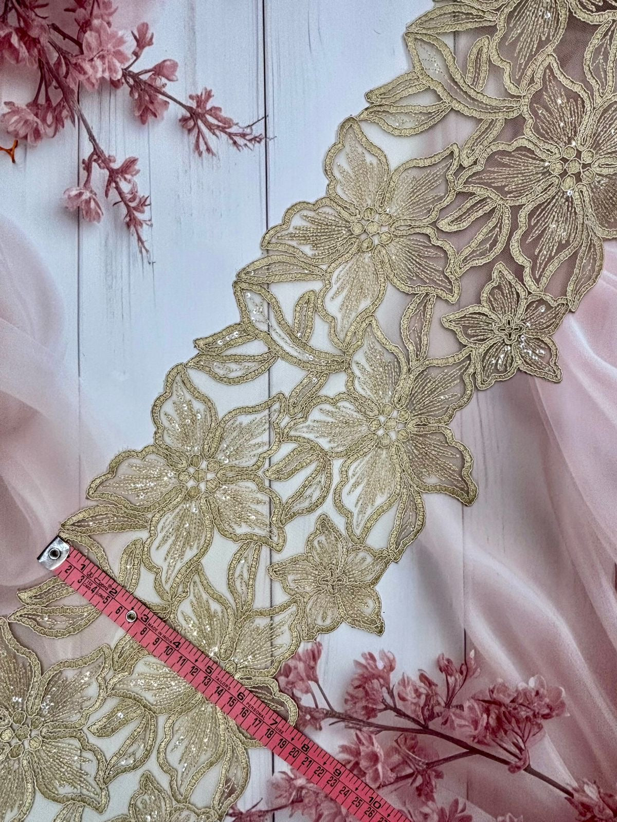 Beautiful Organza Based Zari Work Lace Gold 260725/ 280725