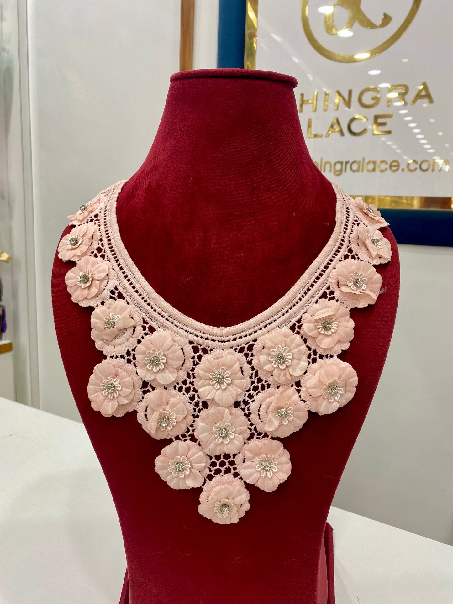 Beautiful Guipure Flower Neck Patch Peach 040426/100426
