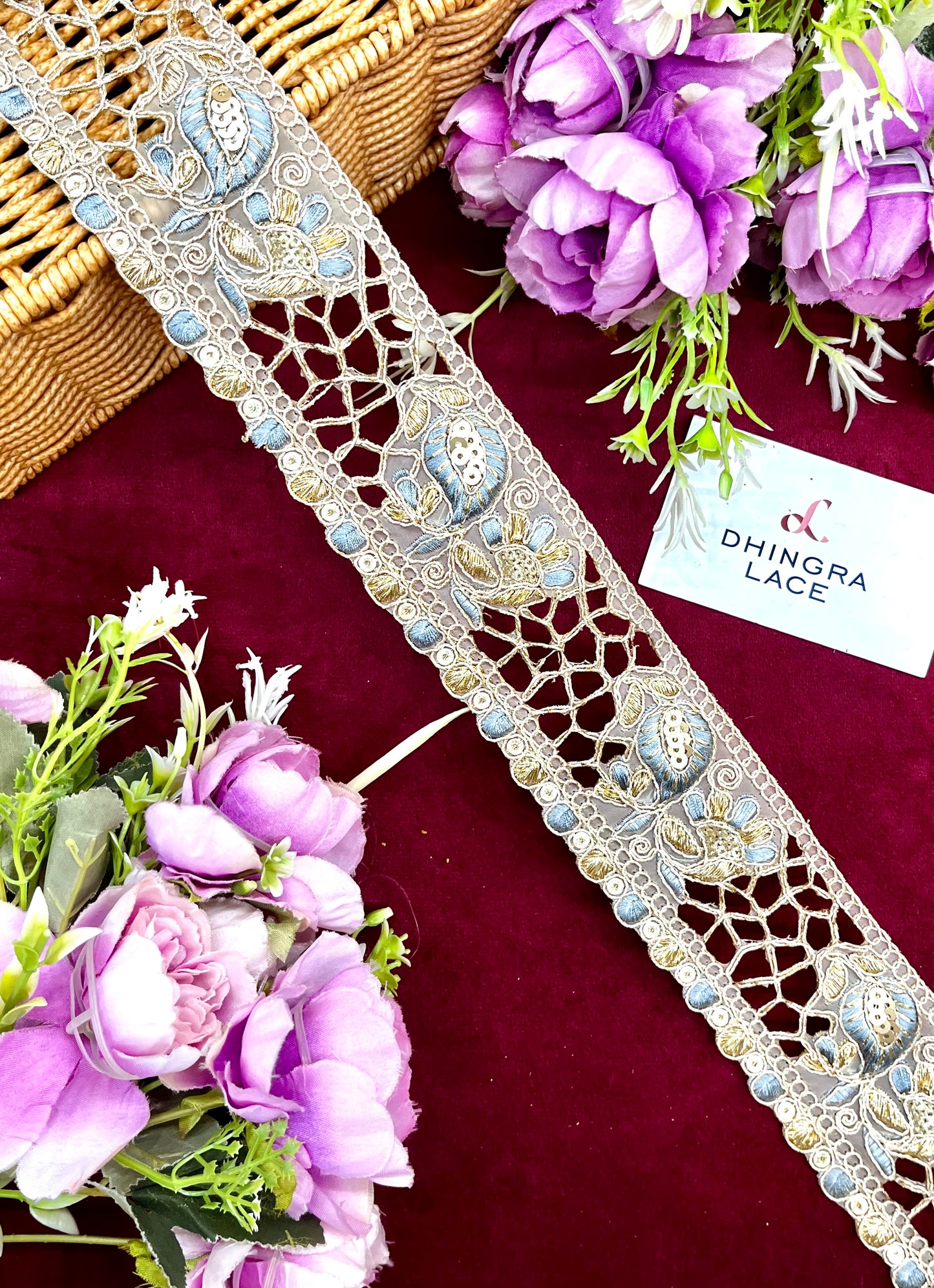 Beautiful Cutwork Zari And Threadwork Lace 151124