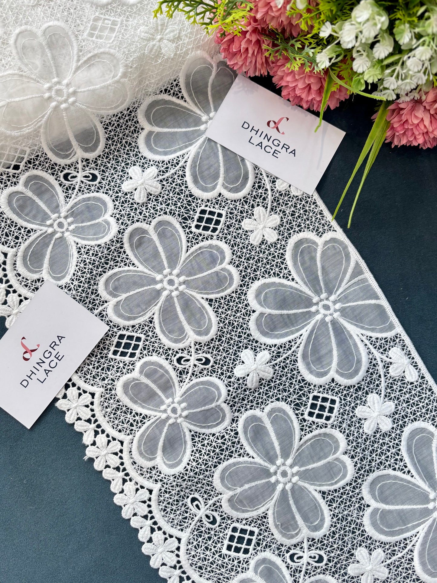 Beautiful Organza Based Hakoba Lace White 090425