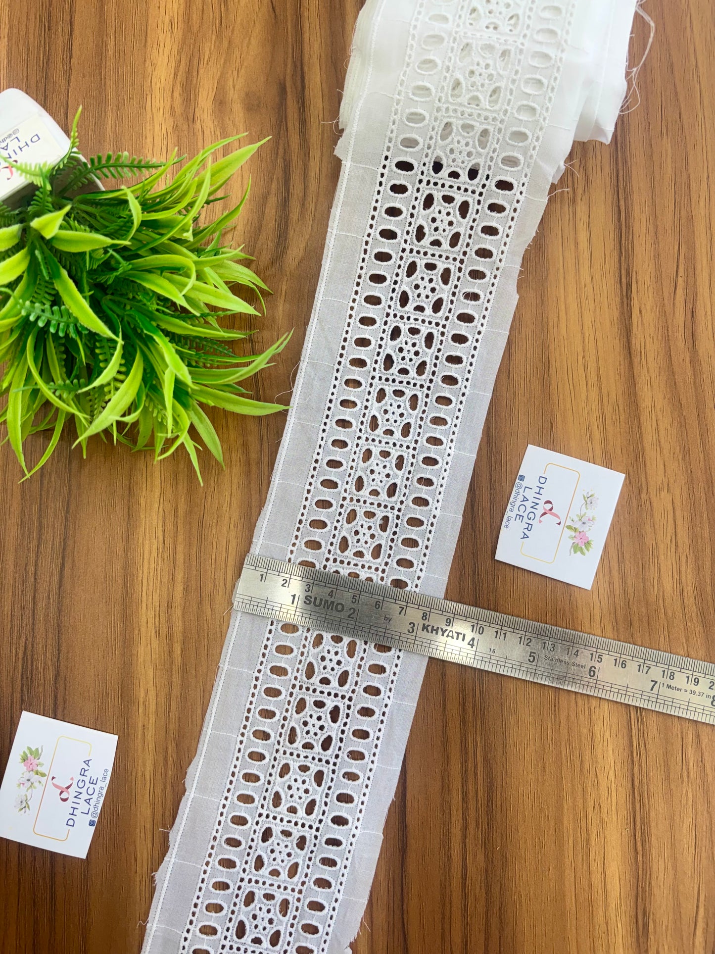 Beautiful Pure Cotton Hakoba Lace White Medium 3.5 Inches Broad 140426
