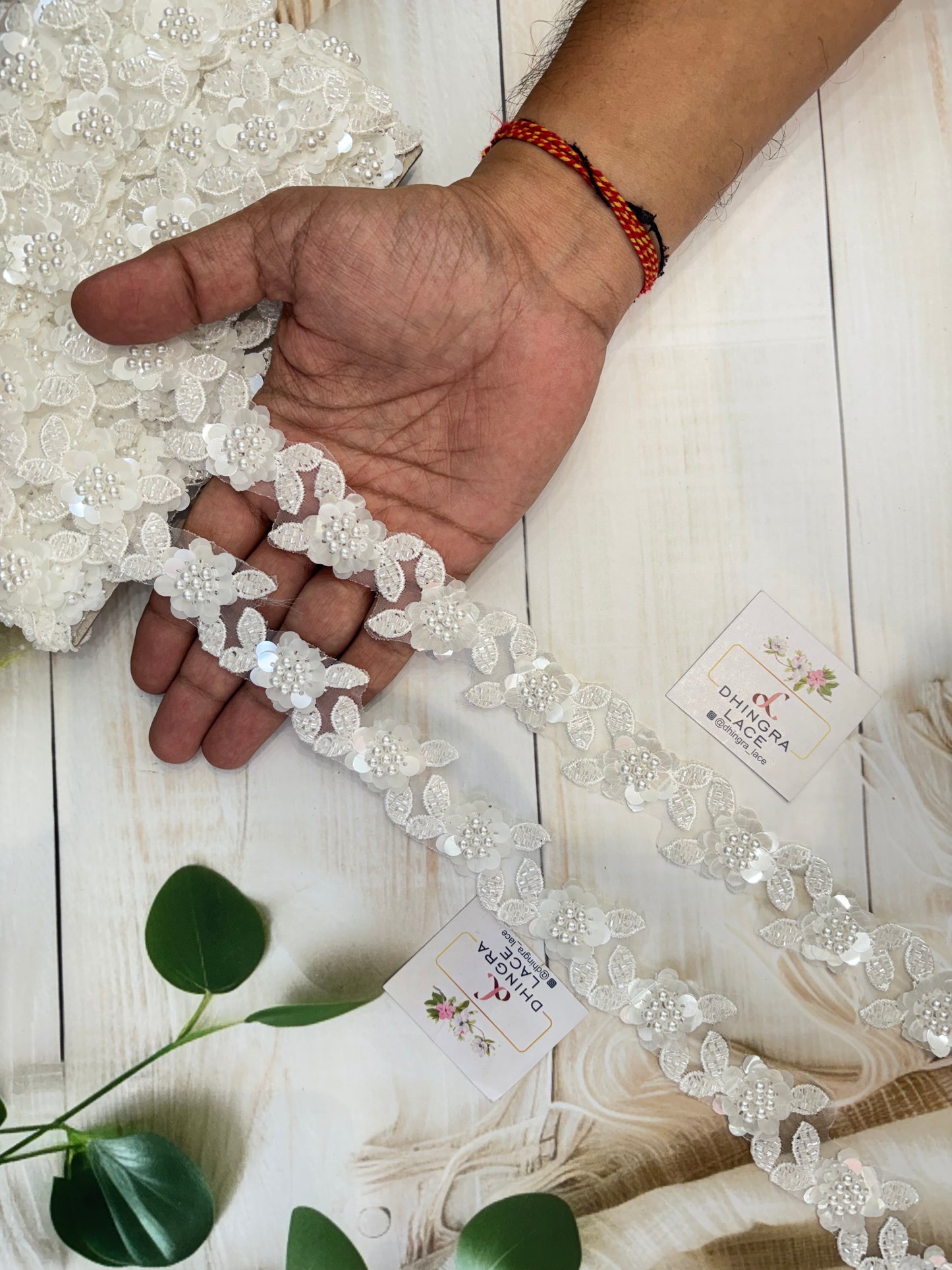 Beautiful Organza Based Flower Work Lace White 091025