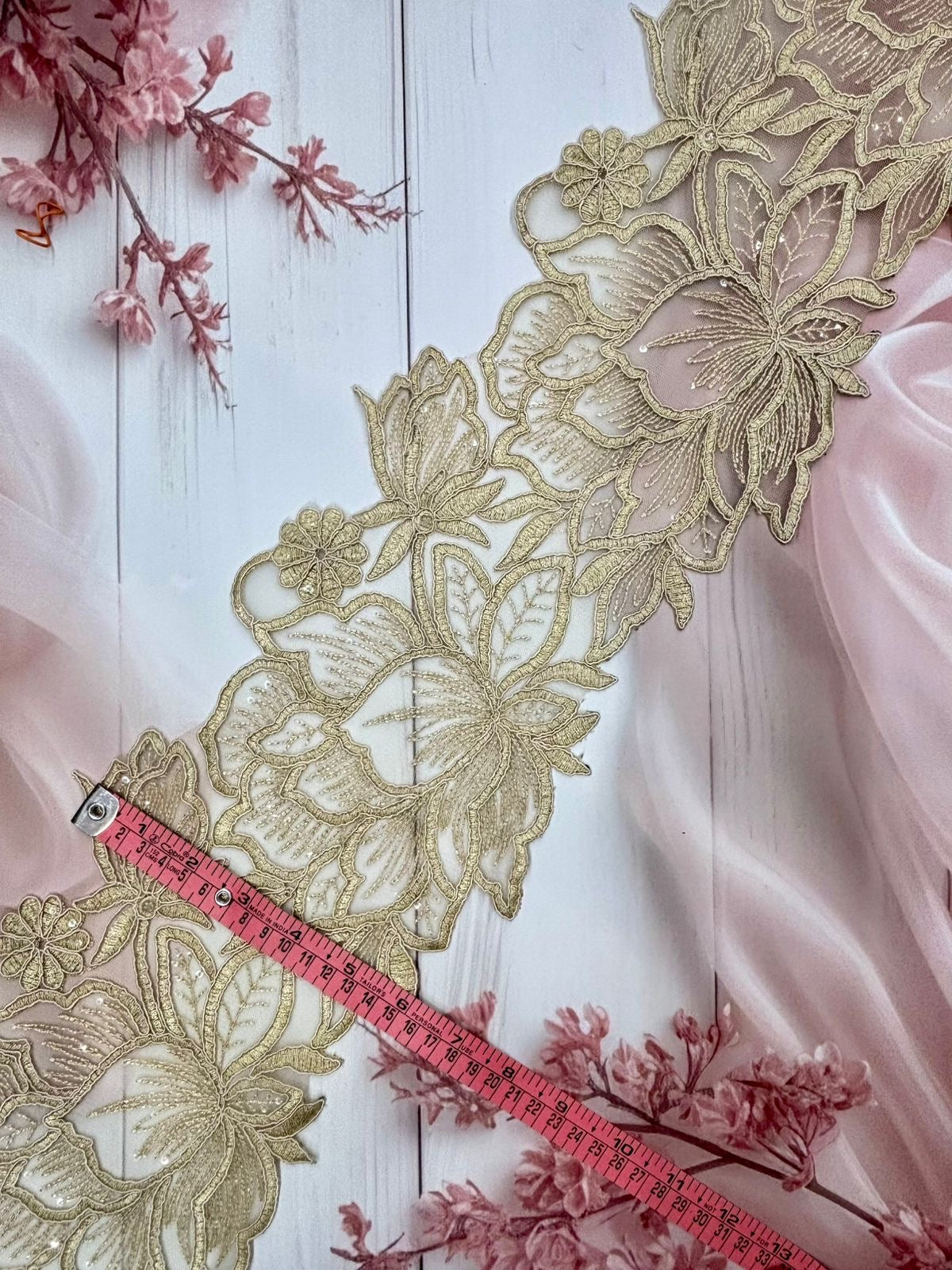 Beautiful Organza Based Zari Work Lace Gold 260725/280725