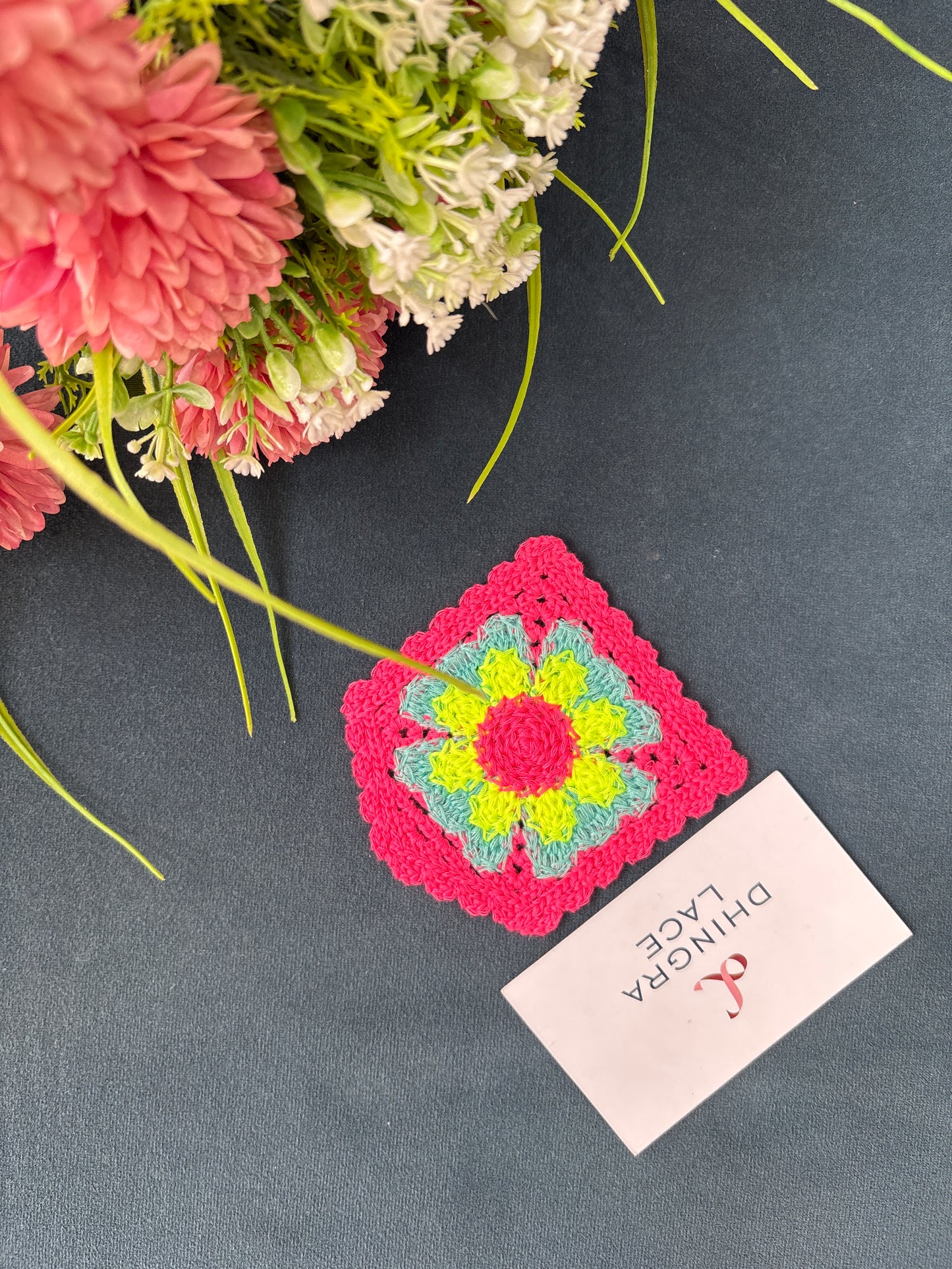 Beautiful Neon Pink Crochet Patch One Piece 040425/310525
