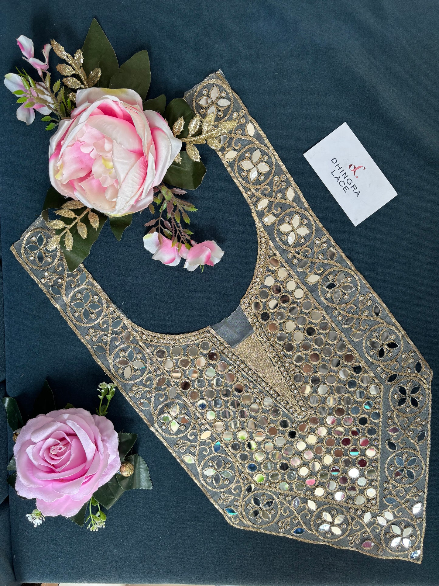 Beautiful Mirror Work Neck Gold 260525