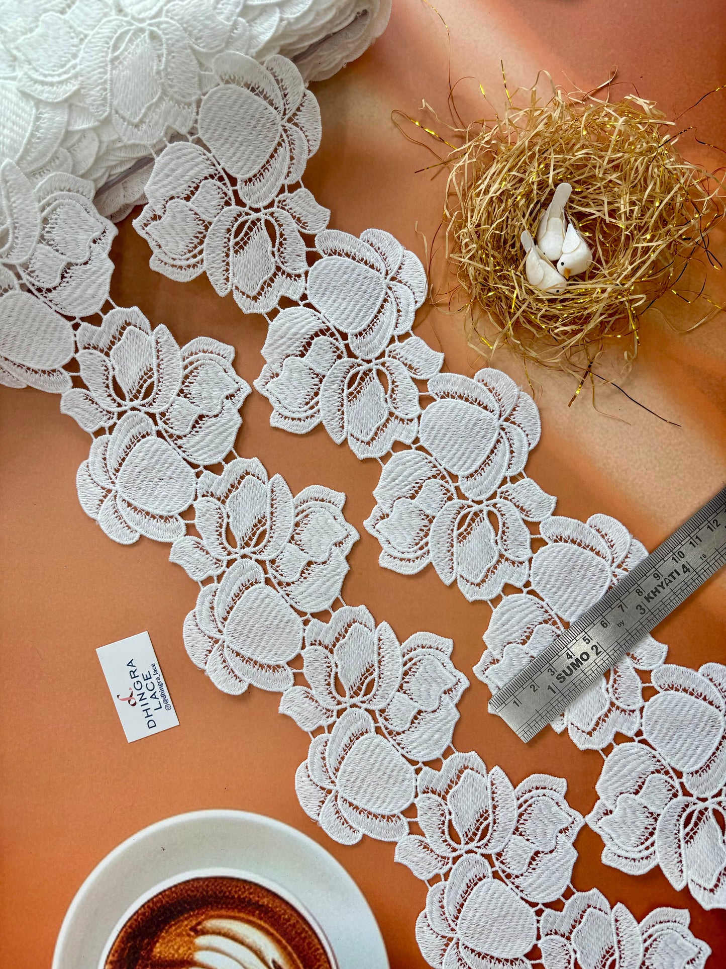 Beautiful Guipure Summer Lace White 3 Yard (1 Meters) Medium 060326/120326