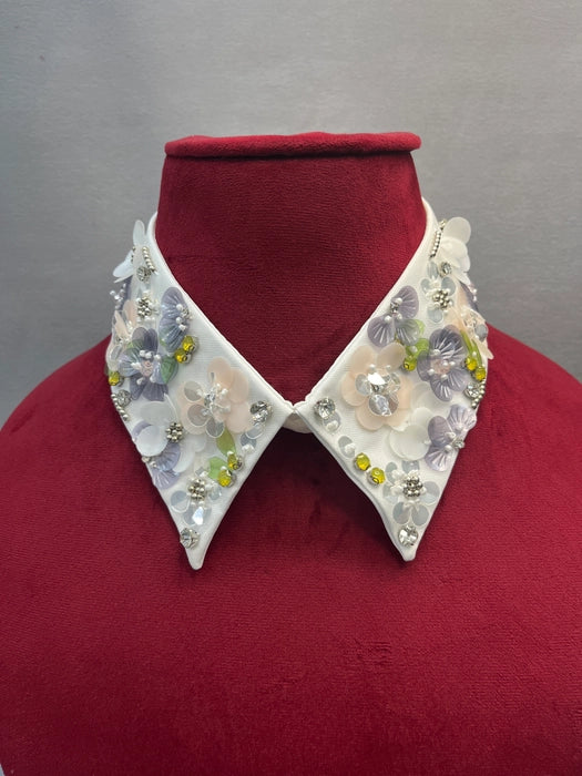 Neck Collar With Stone or Sequins With Zarkan Work White 290324B
