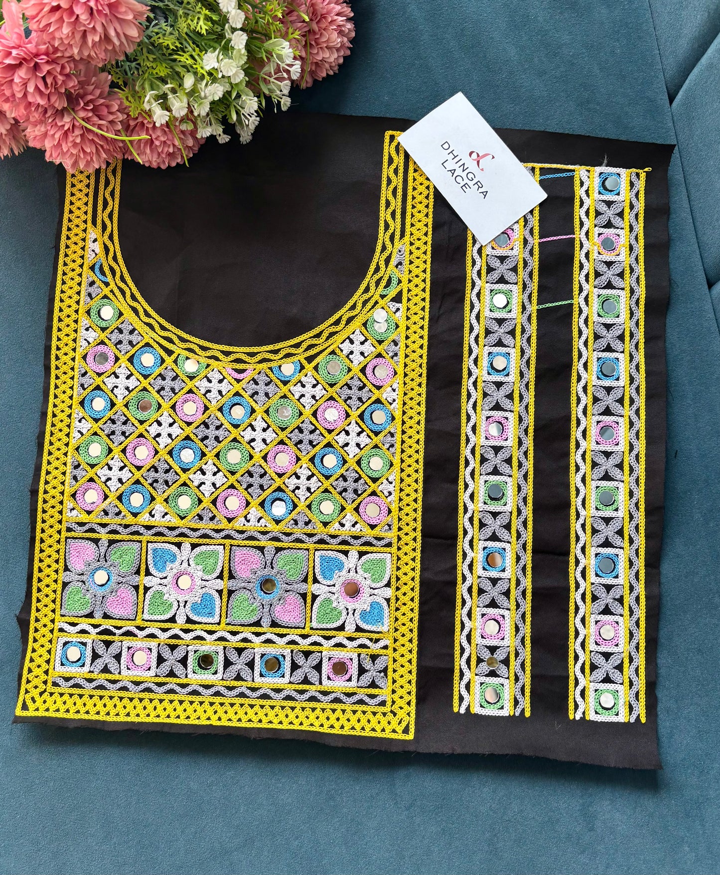 Beautiful Multicolour Gujarati Neck Patch With Sleeves kutch Embroidery 250625