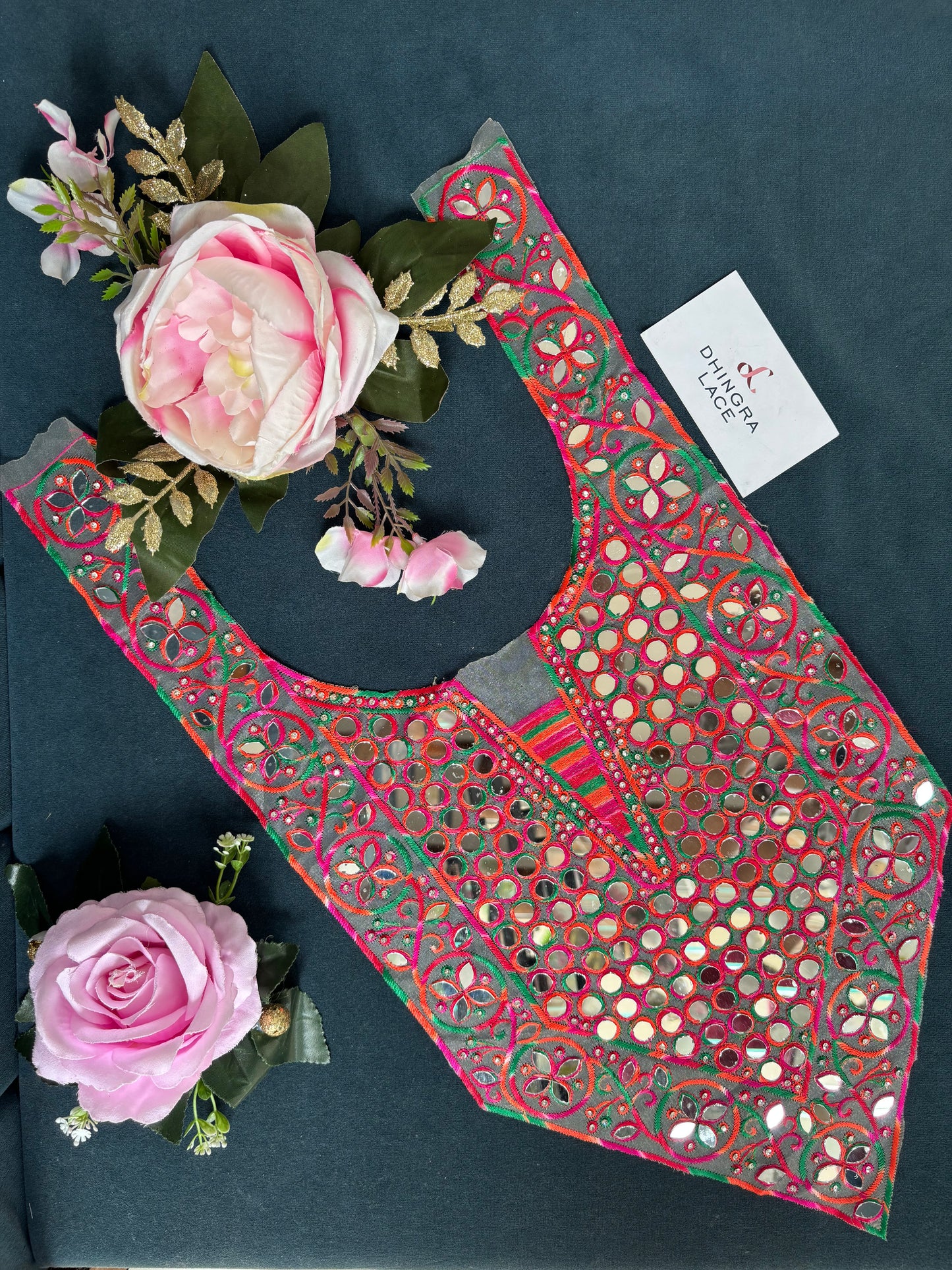 Beautiful Mirror Work Neck 260525