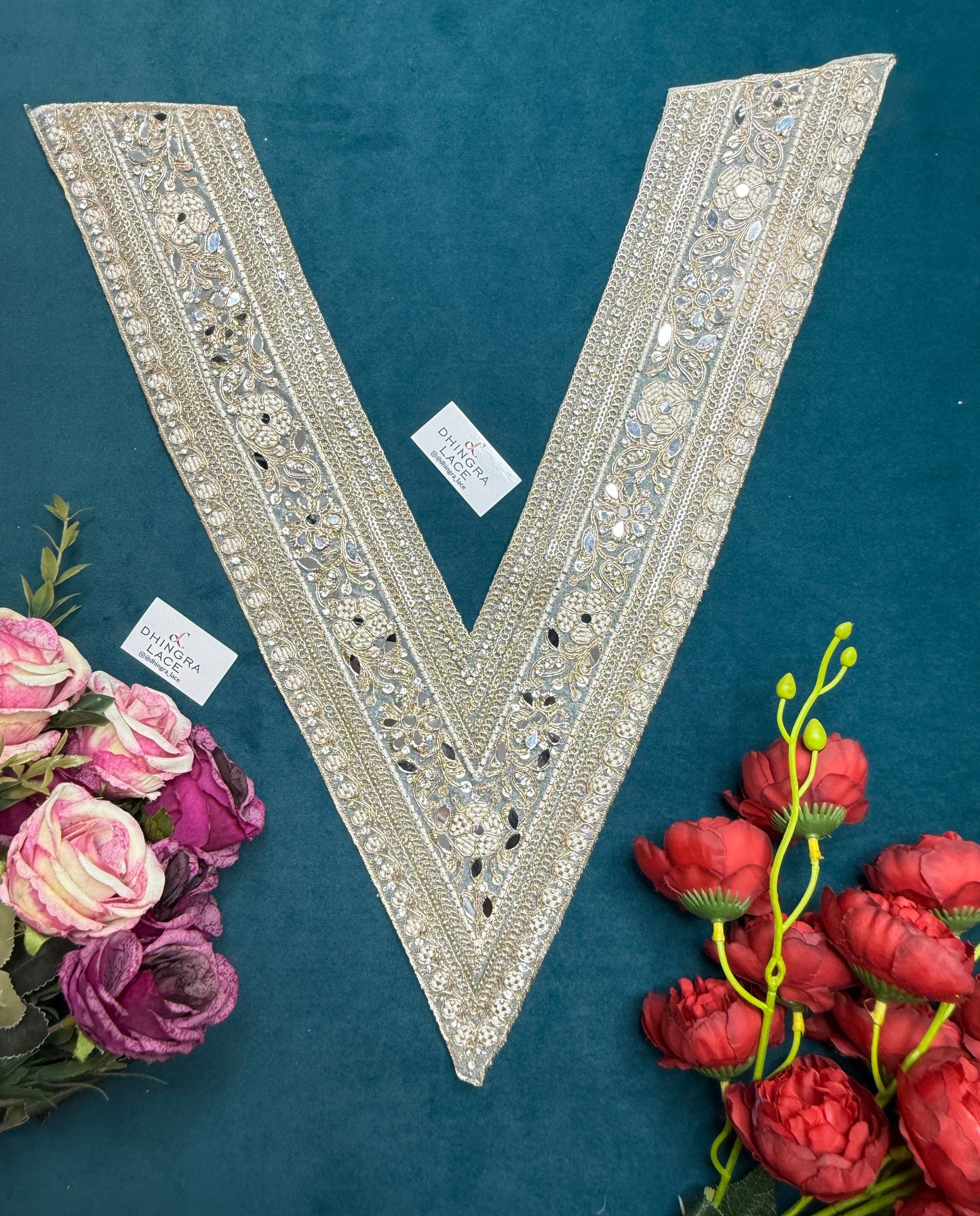 Beautiful Mirror Work Neck Patch (1 Piece) 2 Colours Rose Gold And Antique Gold 160626