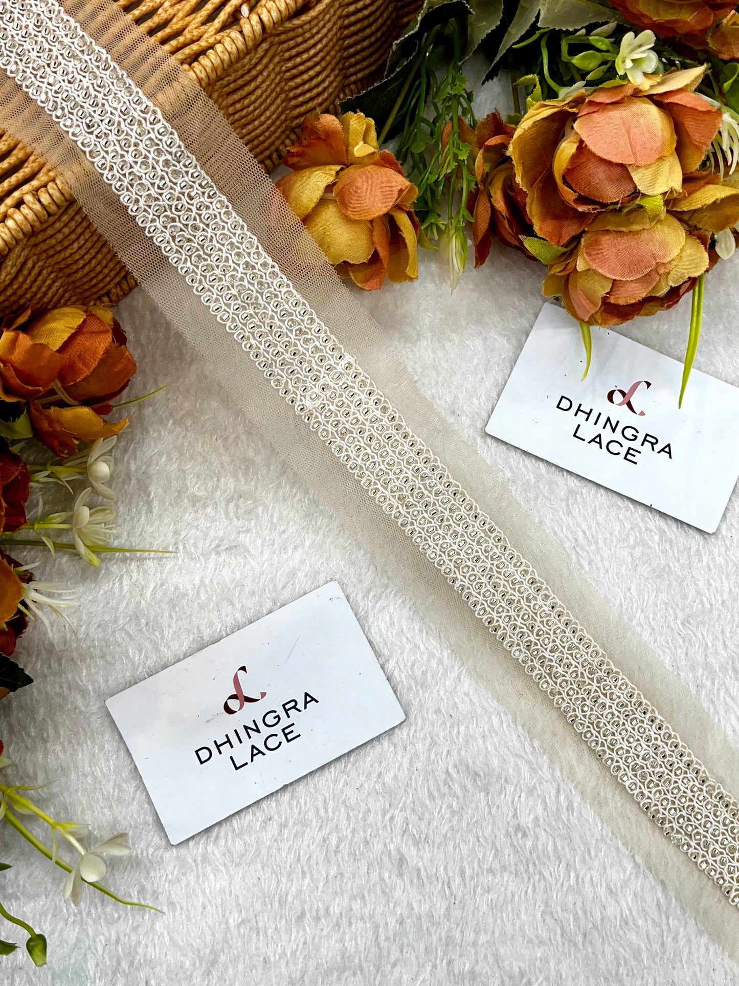 Beautiful Net Based Cutpipe Work Lace 011124