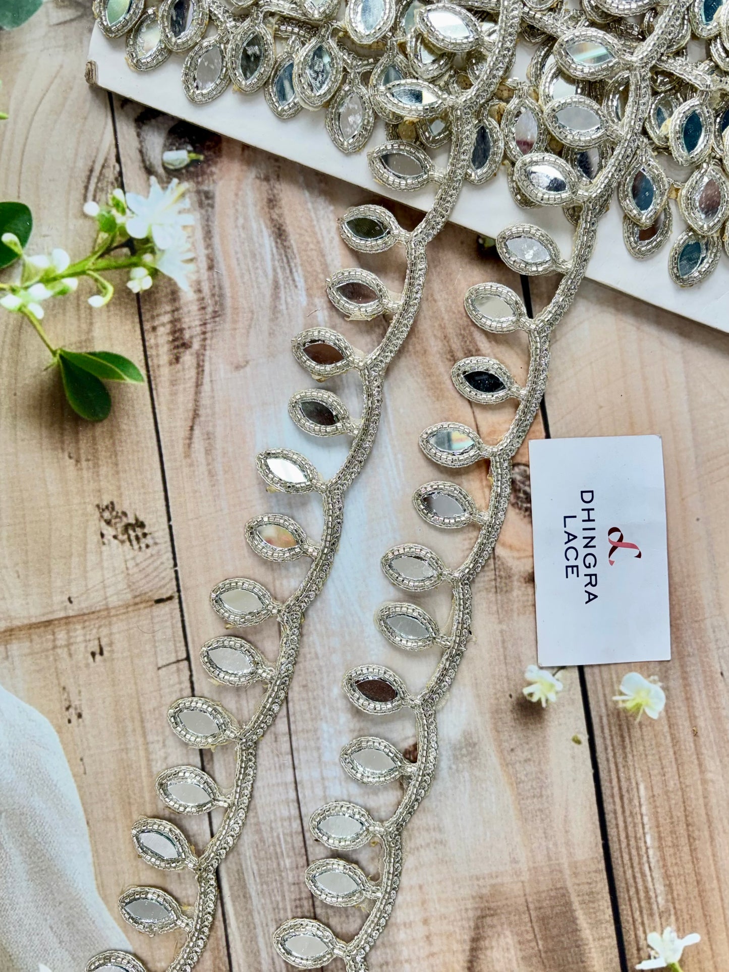 Beautiful Mirror Work Hanging Lace Water Gold 040825