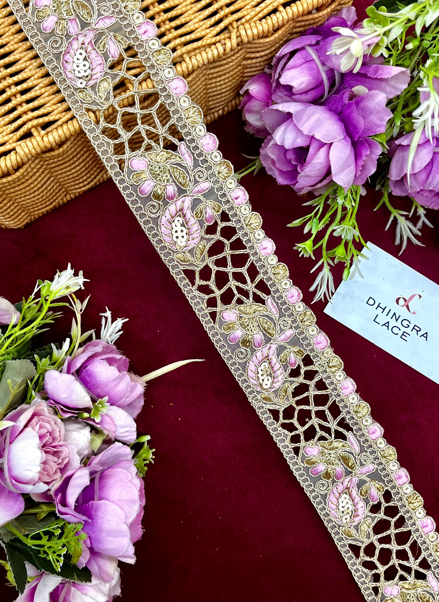 Beautiful Cutwork Zari And Threadwork Lace 151124