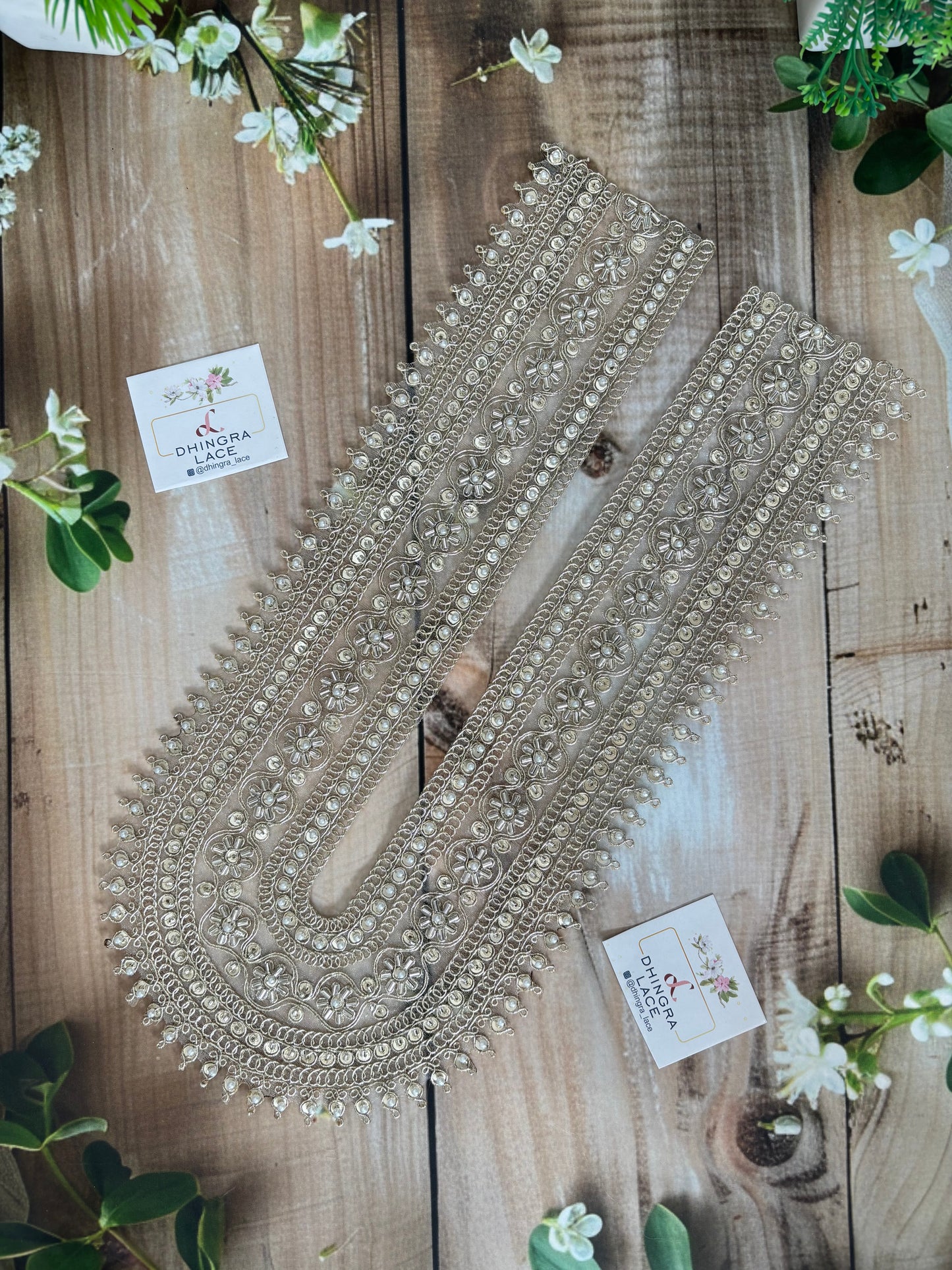 Beautiful Hand Work Kurta Patti Neck Patch Light Gold 231225