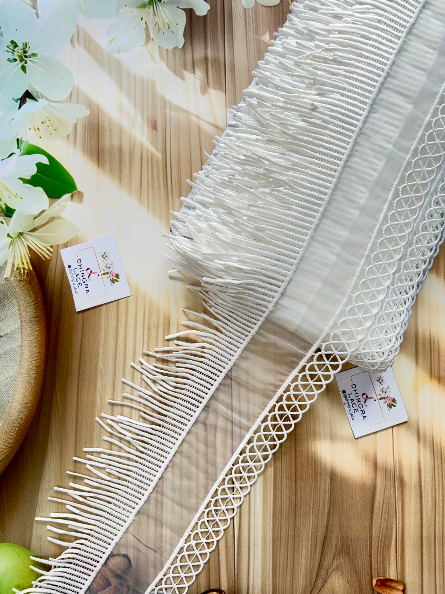 Beautiful Organza Fringes Lace White 010725