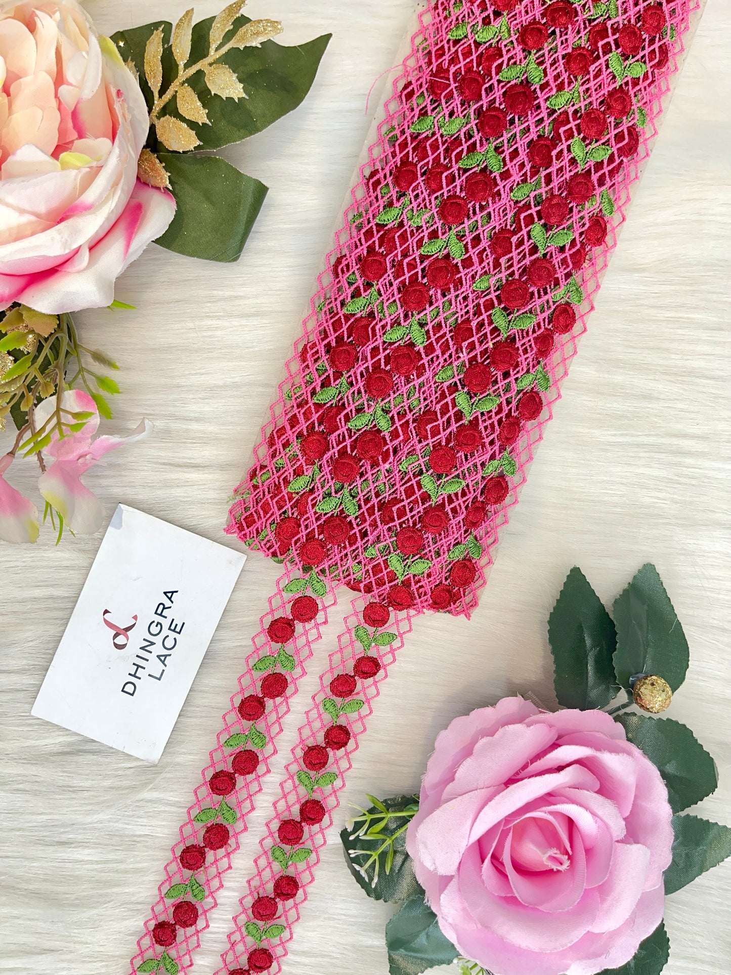 Beautiful Insertion Guipure Lace Pink 240525
