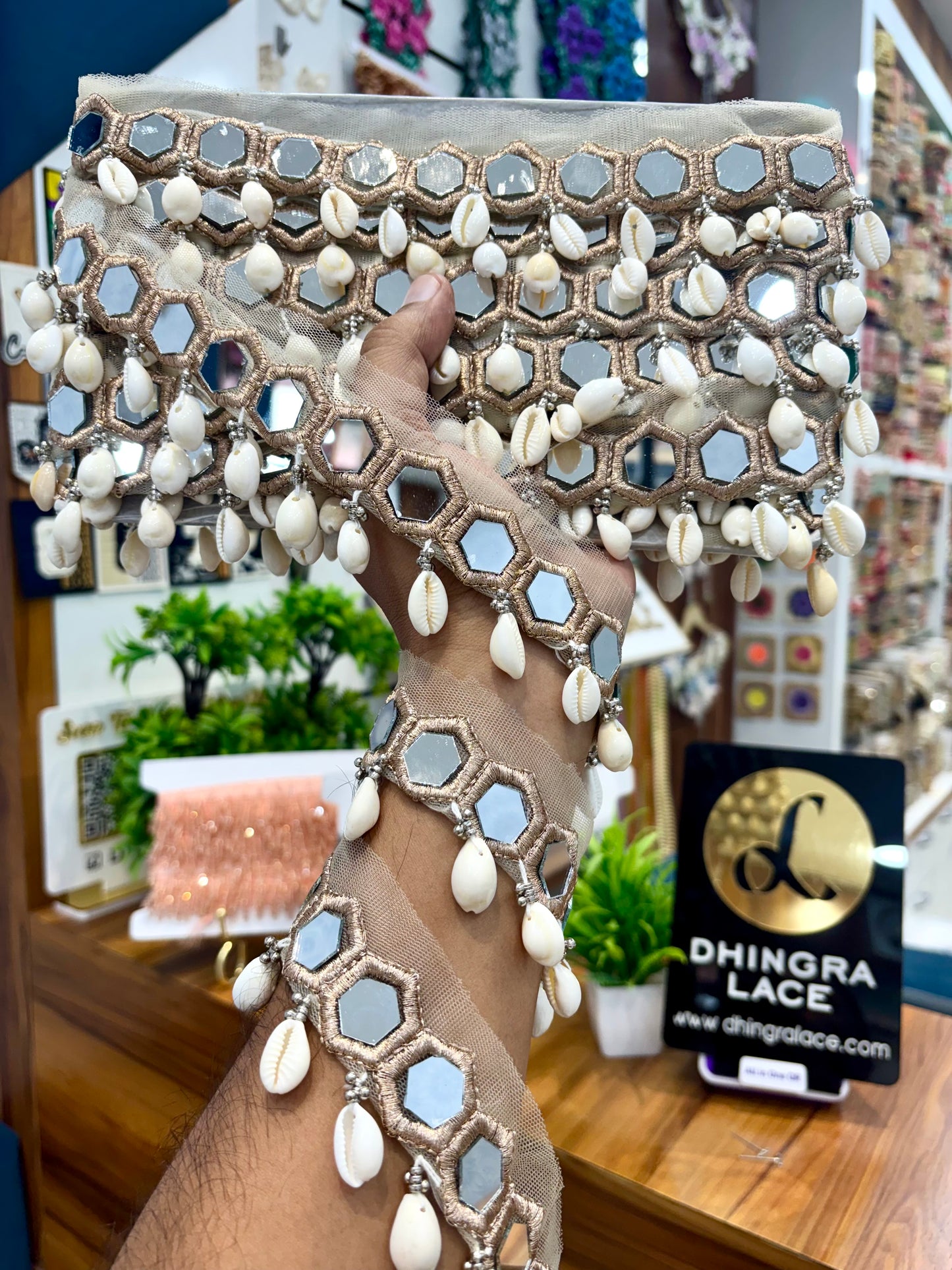 Beautiful Mirror Work Hanging Lace Rose Gold 260925