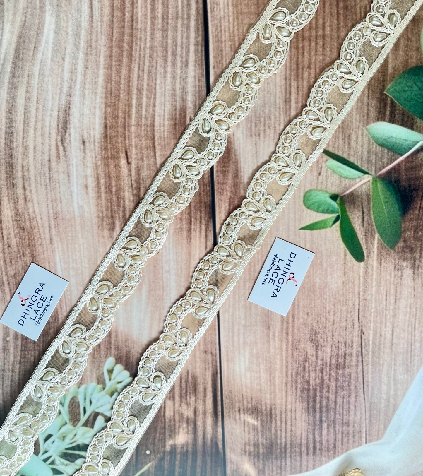 Beautiful Organza Based Thread And Pearl Work Lace 171125