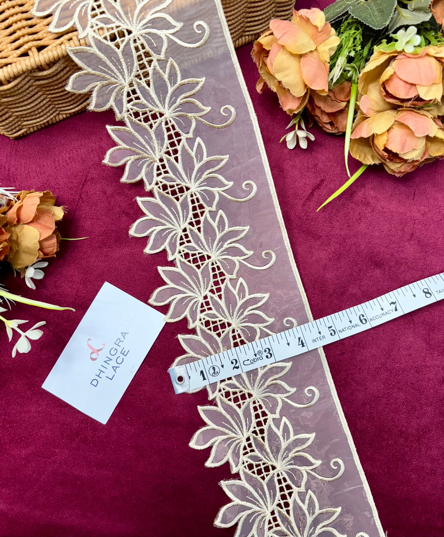 Beautiful Organza Based 4.5 Inches Broad Lace Ivory 180125/250125