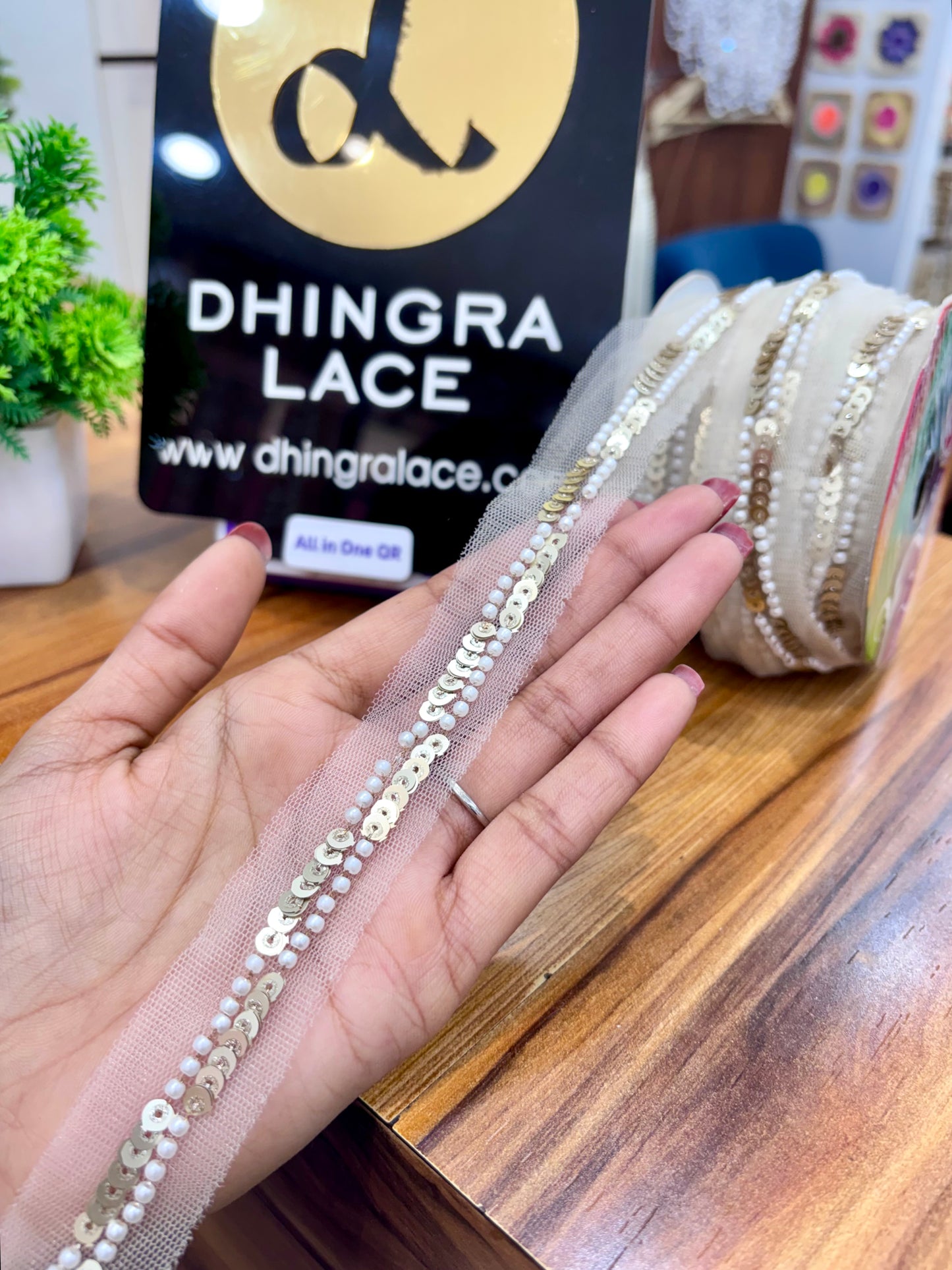 Beautiful Net Based Cutdana Work Lace 201125