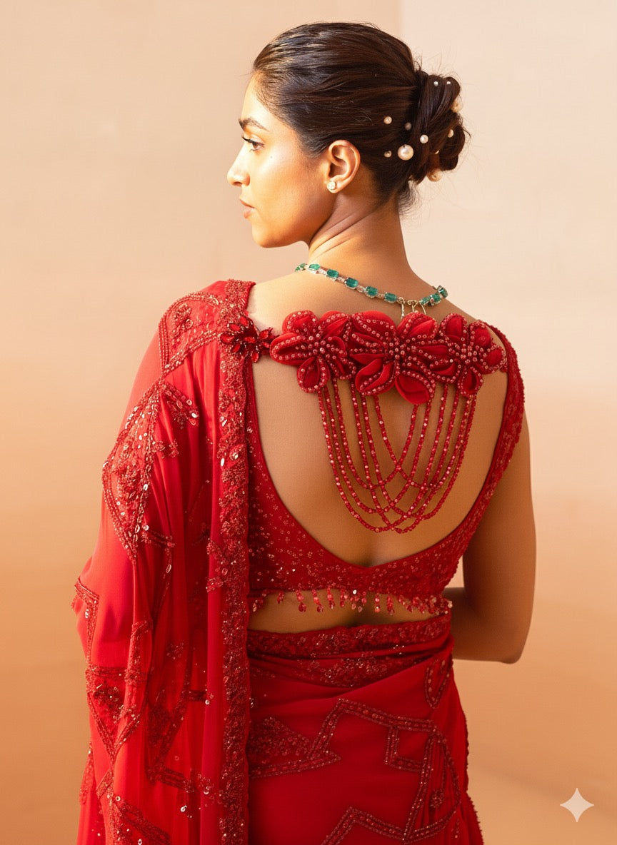 Beautiful Hanging Shoulder/Back Neck Patches Red 021225