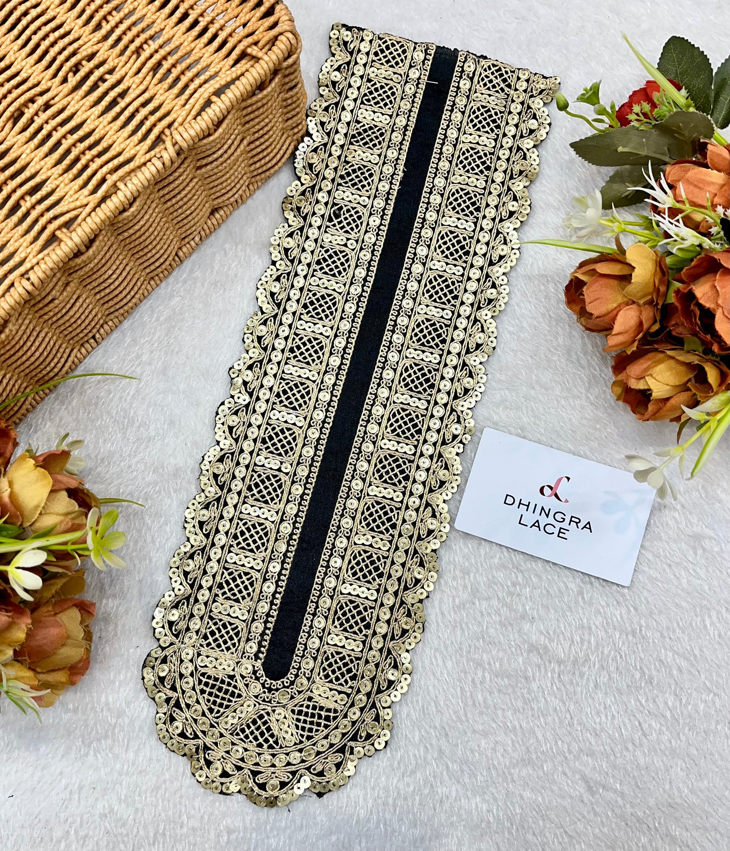 Beautiful Silk Based Zari Work Kurta Neck Patch Black 141224 Deal Men / Women
