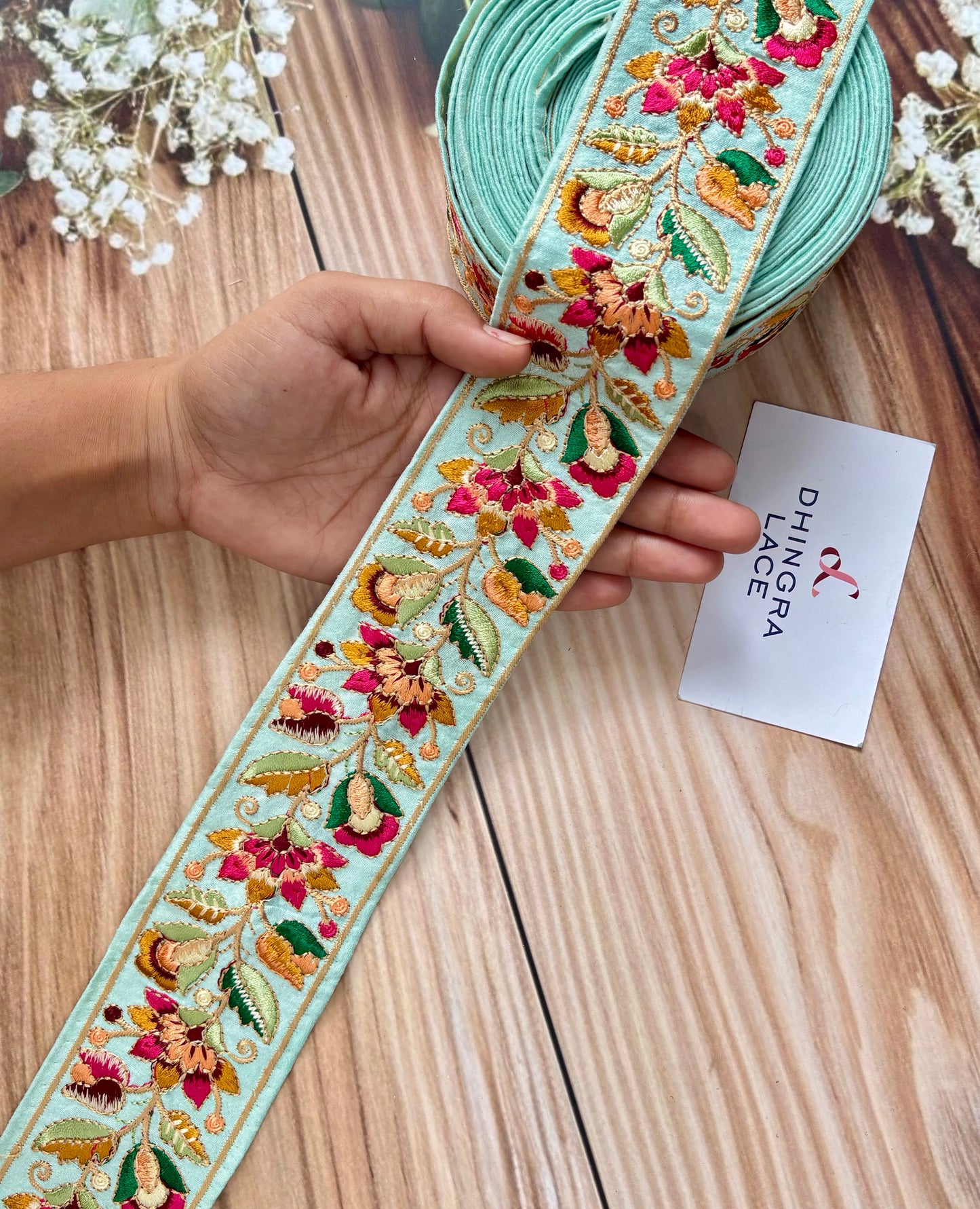 Beautiful Silk Based Thread Work Lace 040725
