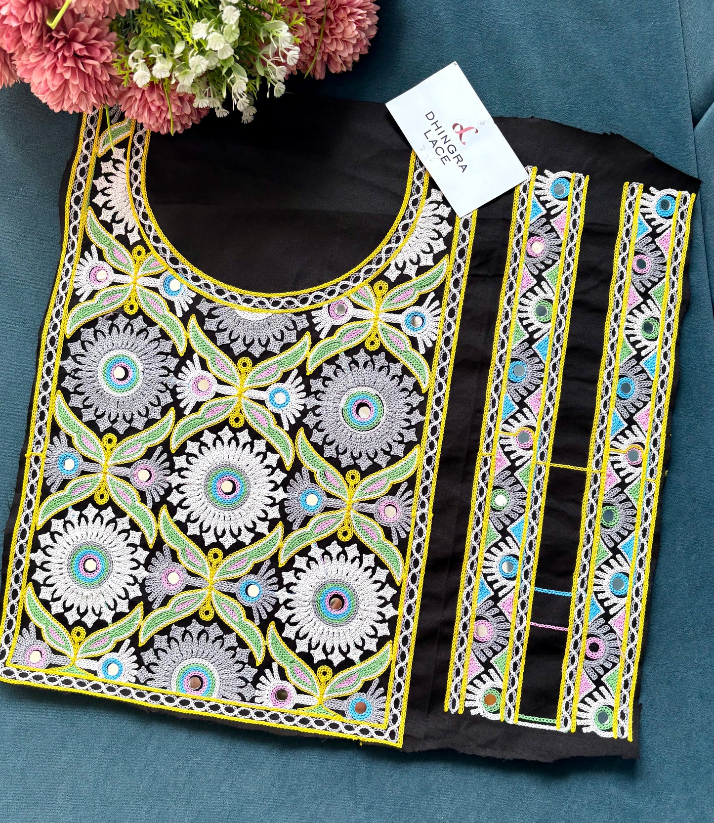 Beautiful Multicolour Gujarati Neck Patch With Sleeves kutch Embroidery 250625
