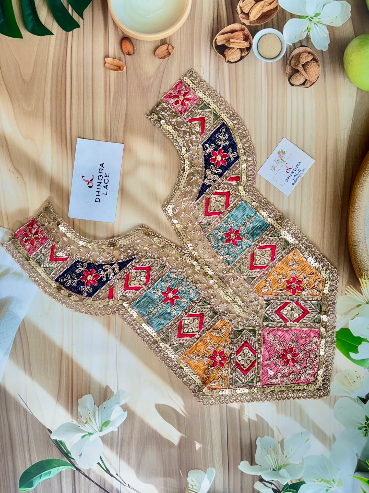 Beautiful Net Based Zari Work Multicolour Neck 210725