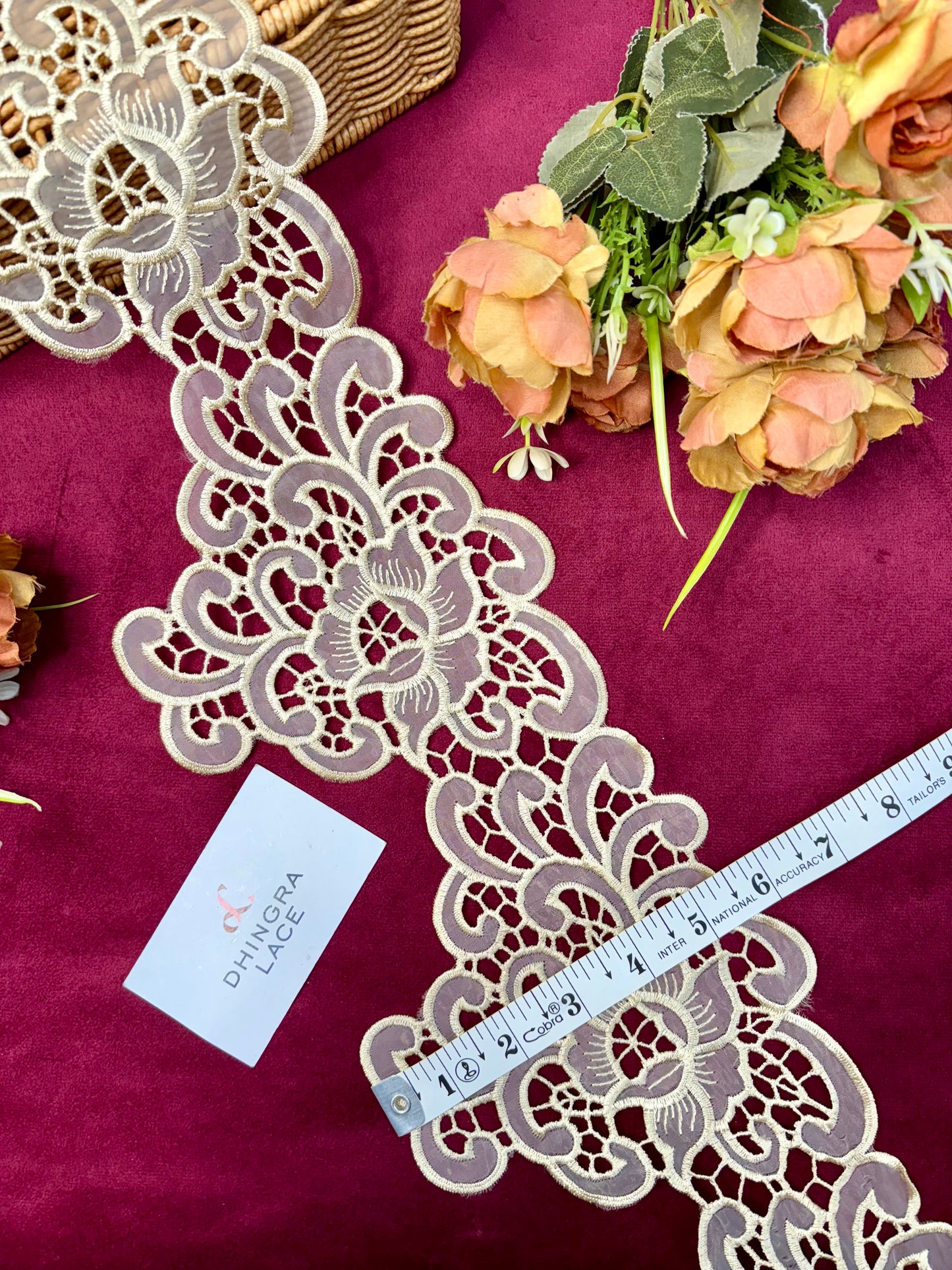 Beautiful Organza Based 6 Inches Broad Lace Ivory 180125/250125