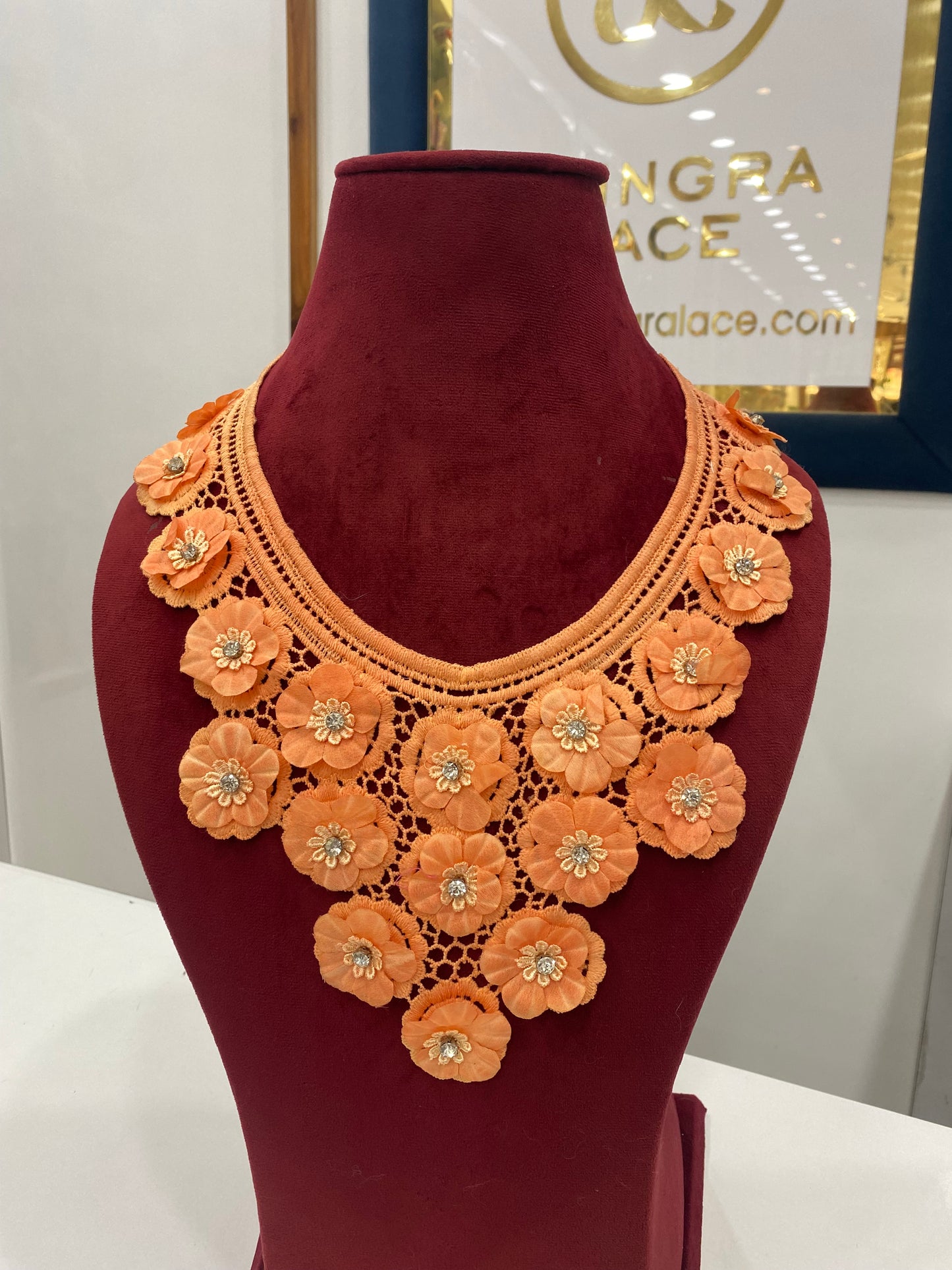 Beautiful Guipure Flower Neck Patch Peach 040426/100426