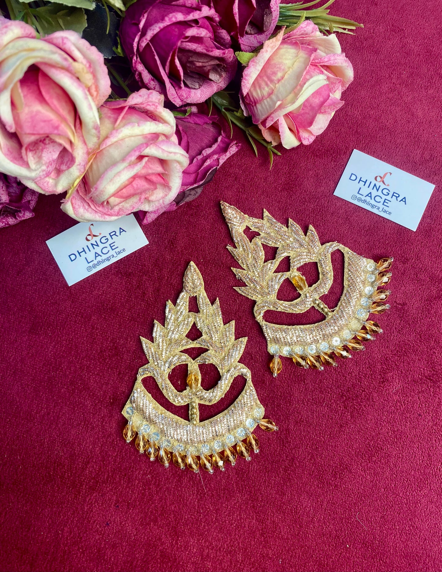 Beautiful Crystal & Sequence Work Patches Gold 271225 ( 1 pair)