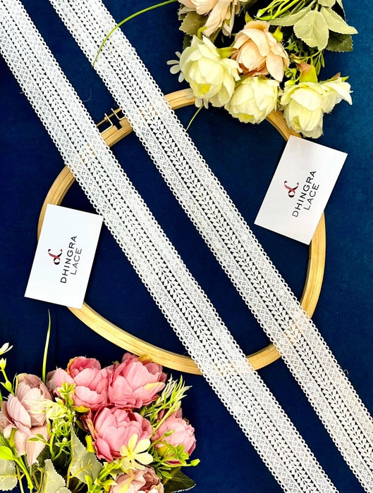 Beautiful White Cotton Strate With Transparent Sequins 2 Inches 190724