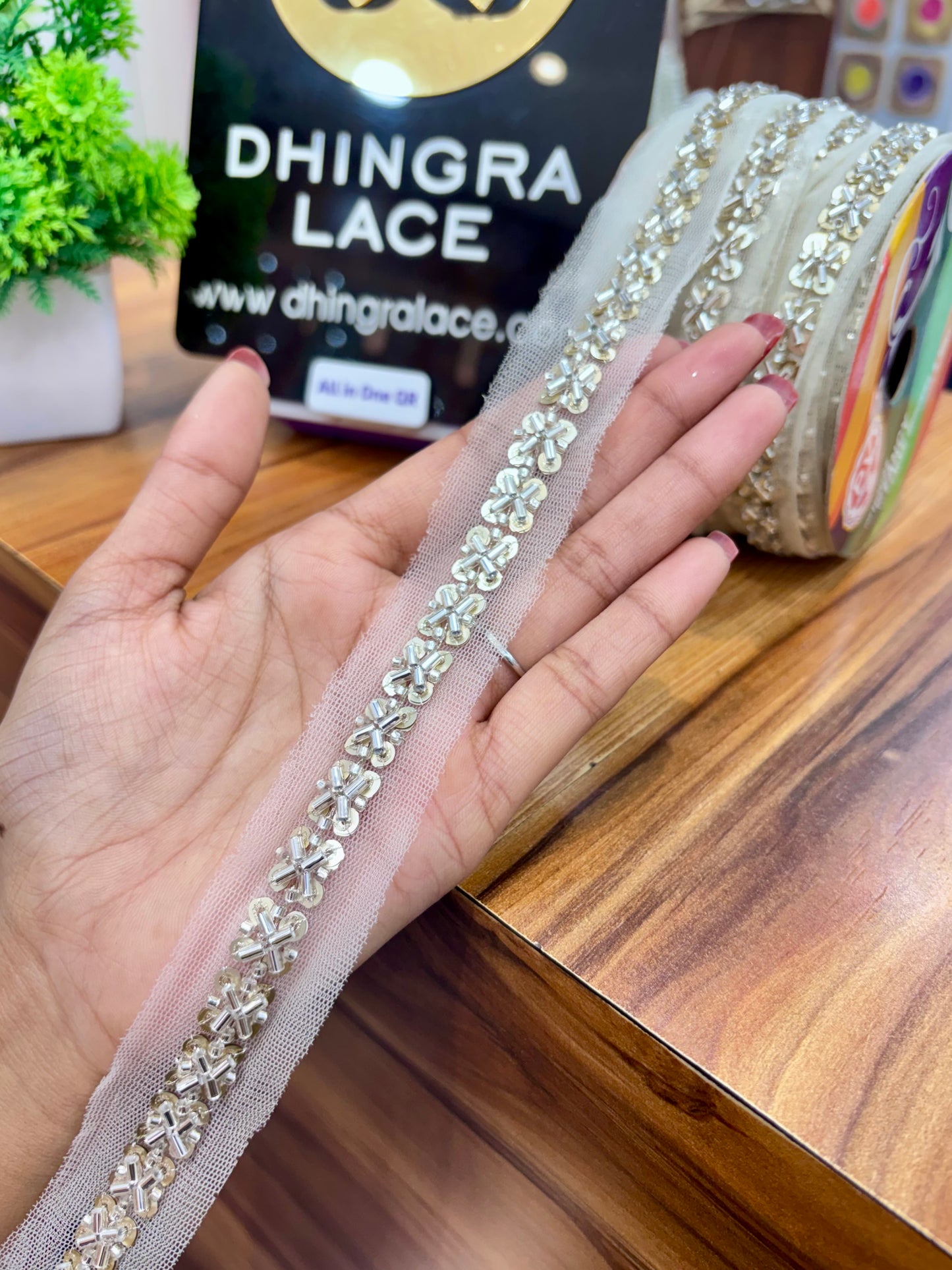 Beautiful Net Based Cutdana Work Lace 201125