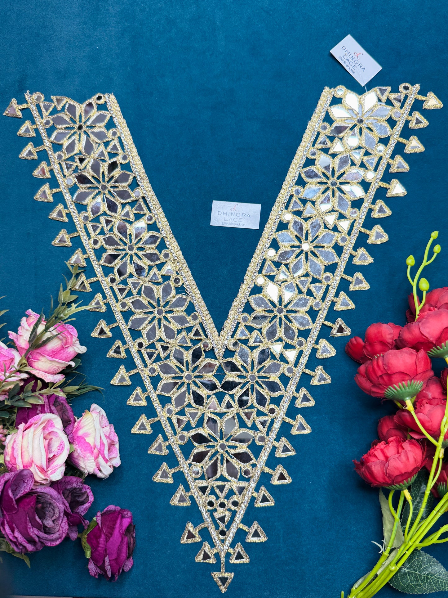 Beautiful Mirror Work Neck Patch (1 Piece) 160626