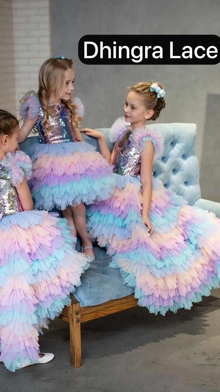 Beautiful Unicorn Multicolour Frill For Baby Dresses (3 Meters Cut) 240226