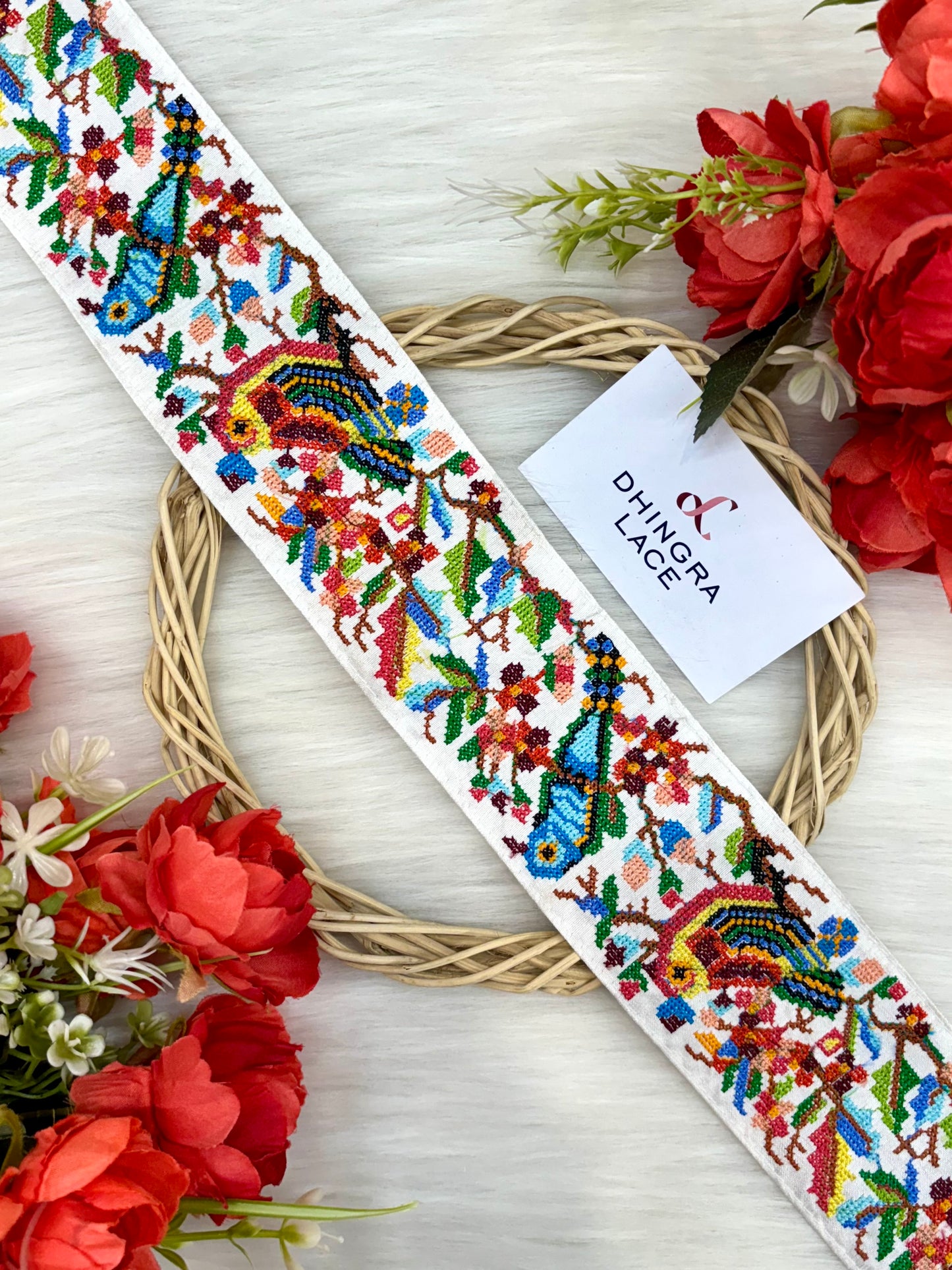 Beautiful Silk Based Cross Stitch Birds Border 031024/050625